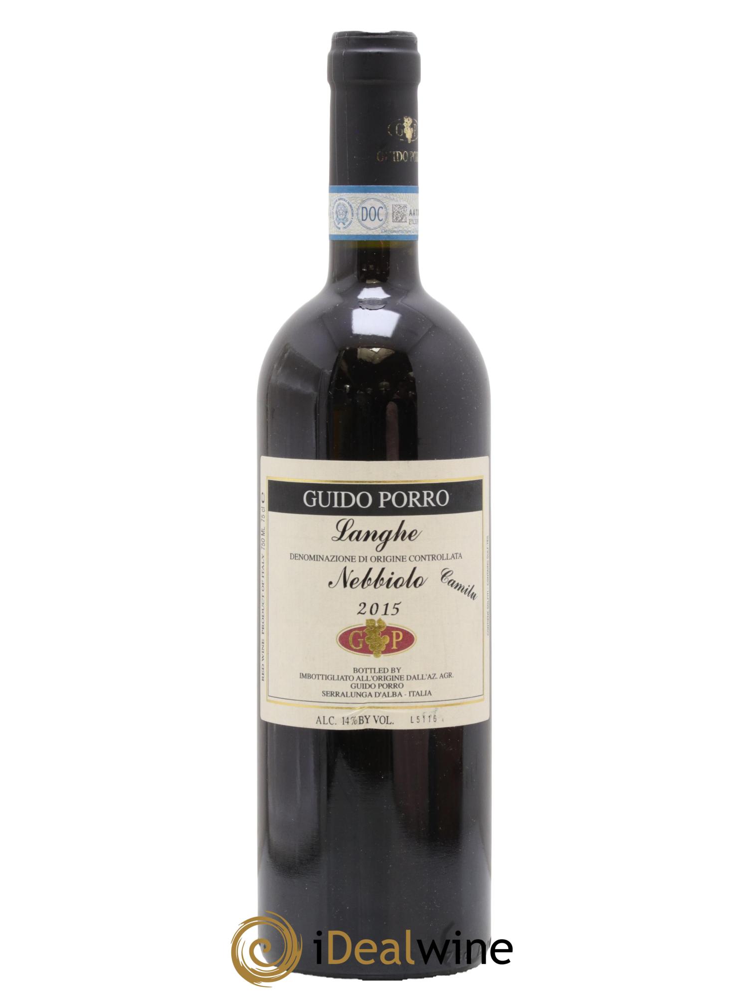 Langhe DOC Nebbiolo Camilu Guido Porro 2015 - Lot de 1 bouteille - 0