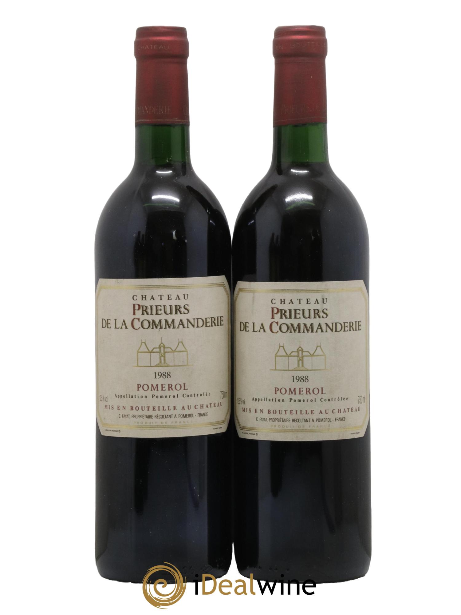 Pomerol Château Prieurs de la Commanderie 1988 - Lot de 2 bouteilles - 0