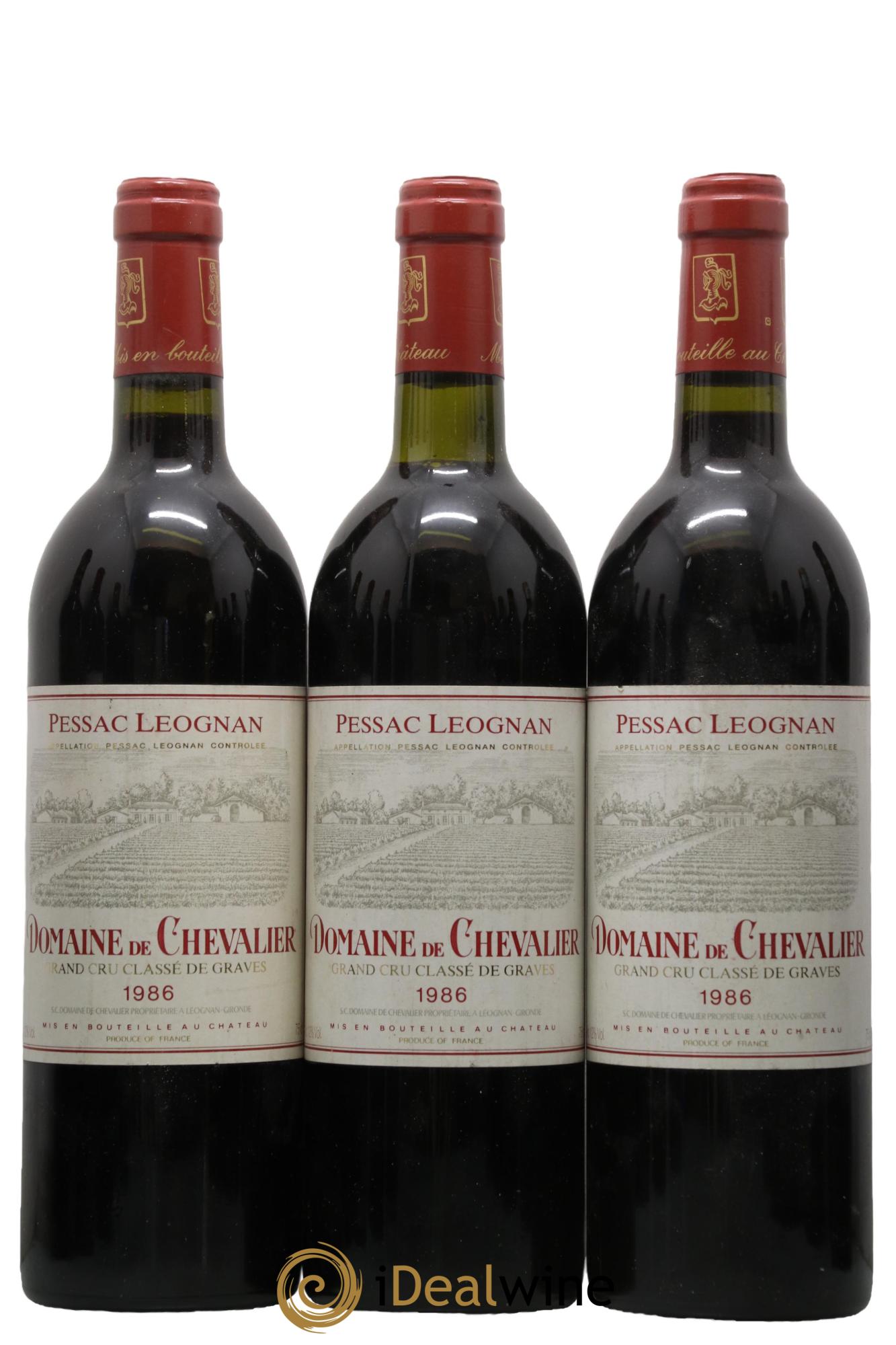 Domaine de Chevalier Cru Classé de Graves 1986 - Lot de 3 bouteilles - 0