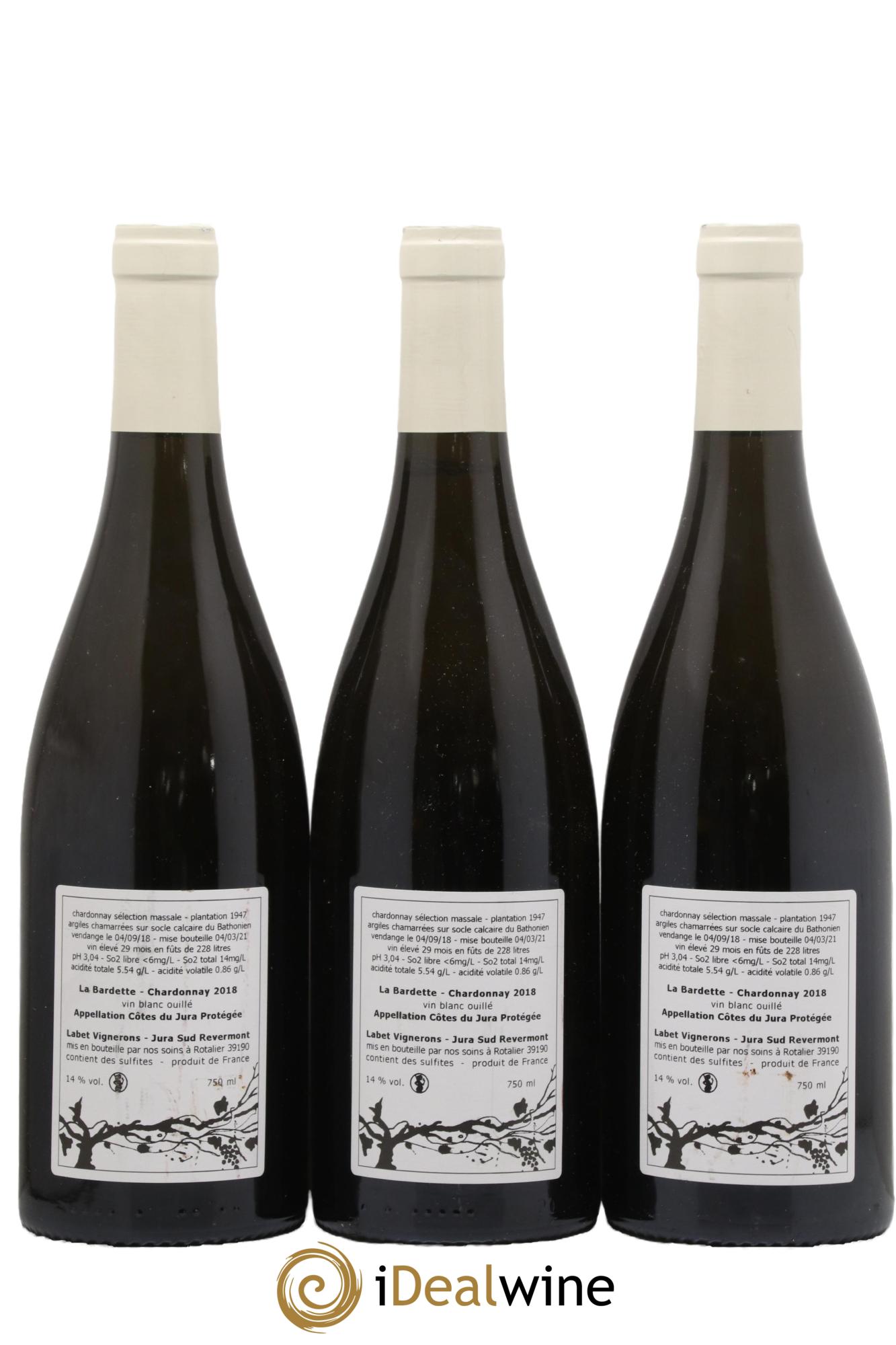 Côtes du Jura Chardonnay La Bardette Romain - Julien  - Charline Labet  2018 - Posten von 3 Flaschen - 1