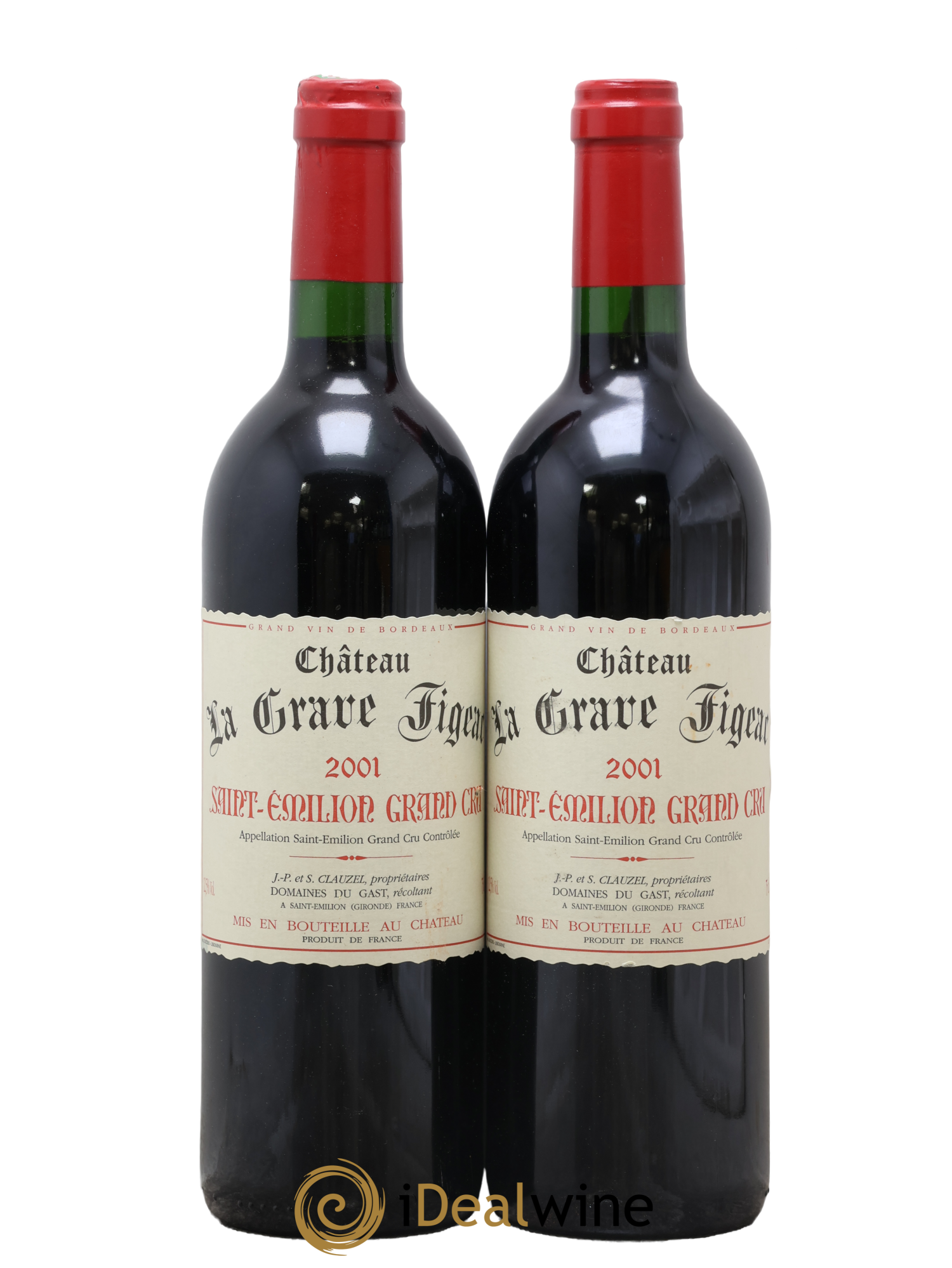 Saint-Émilion Grand Cru Château La Grave Figeac 2001 - Lot de 2 bouteilles - 0