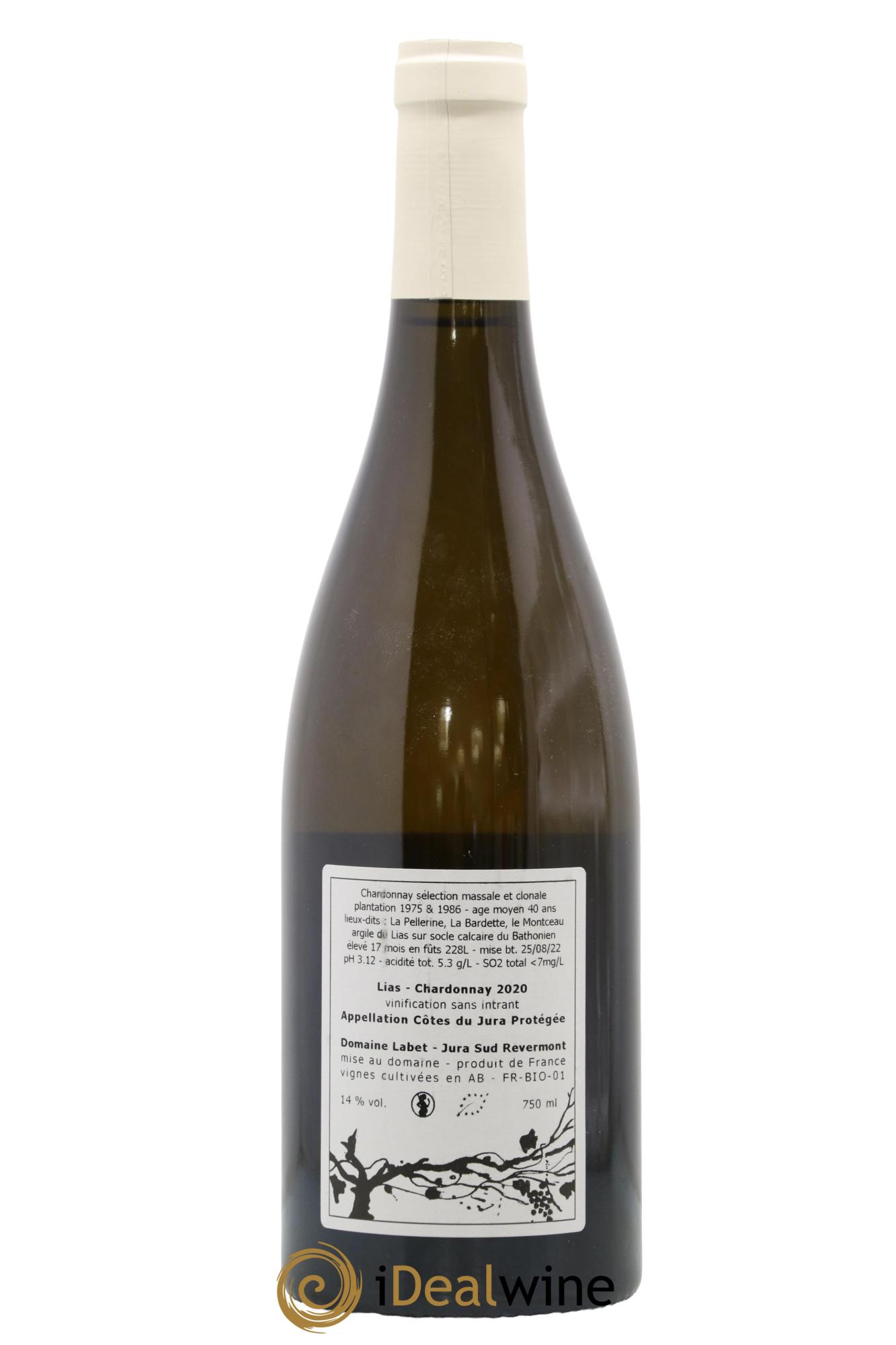 Côtes du Jura Chardonnay Lias Romain - Julien  - Charline Labet 2020 - Lot de 1 bouteille - 1