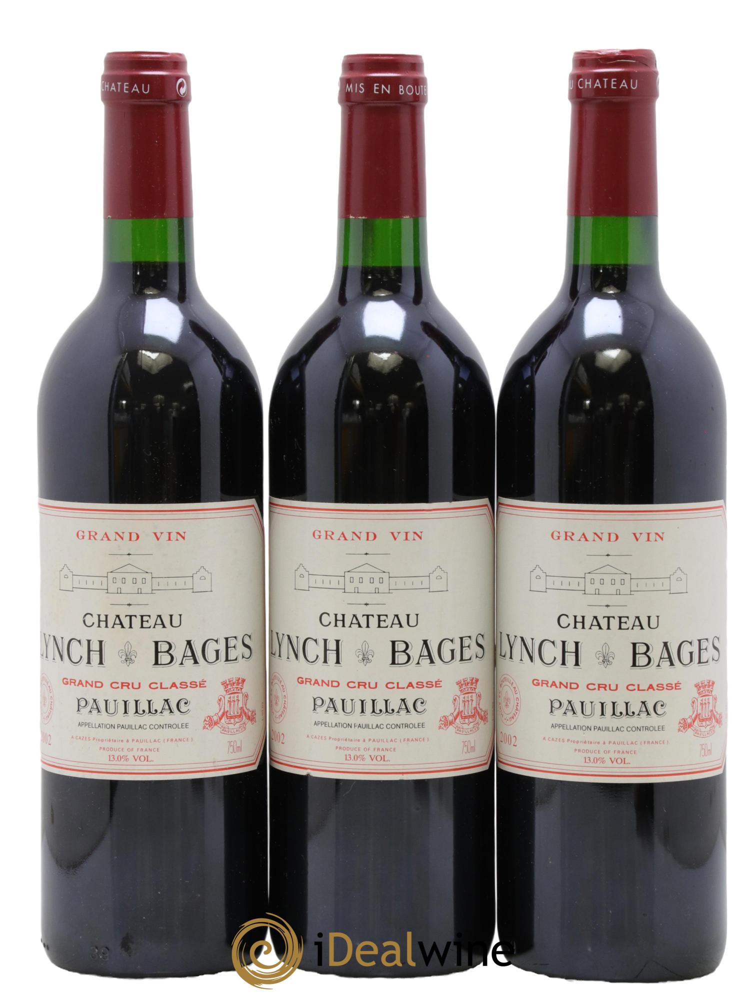 Château Lynch Bages 5ème Grand Cru Classé 2002 - Posten von 3 Flaschen - 0