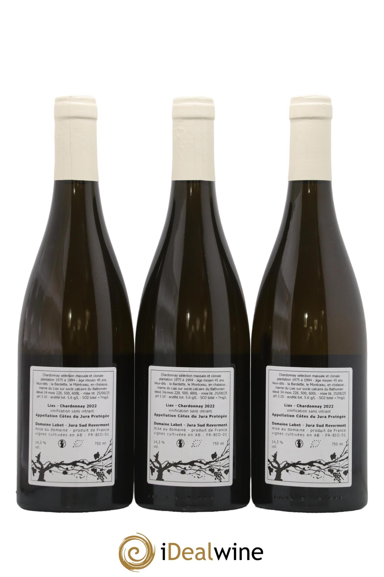 Côtes du Jura Chardonnay Lias Romain - Julien - Charline Labet 2022 - Lot of 3 bottles - 1