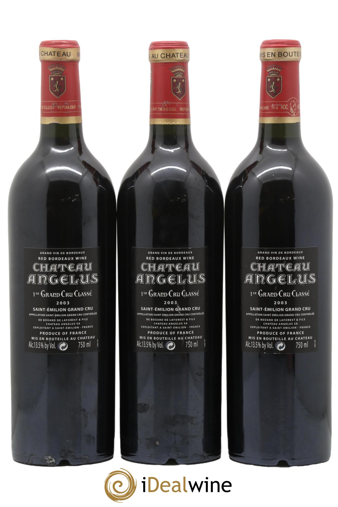 Château Angélus 1er Grand Cru Classé A 2003 - Lot of 3 bottles - 1