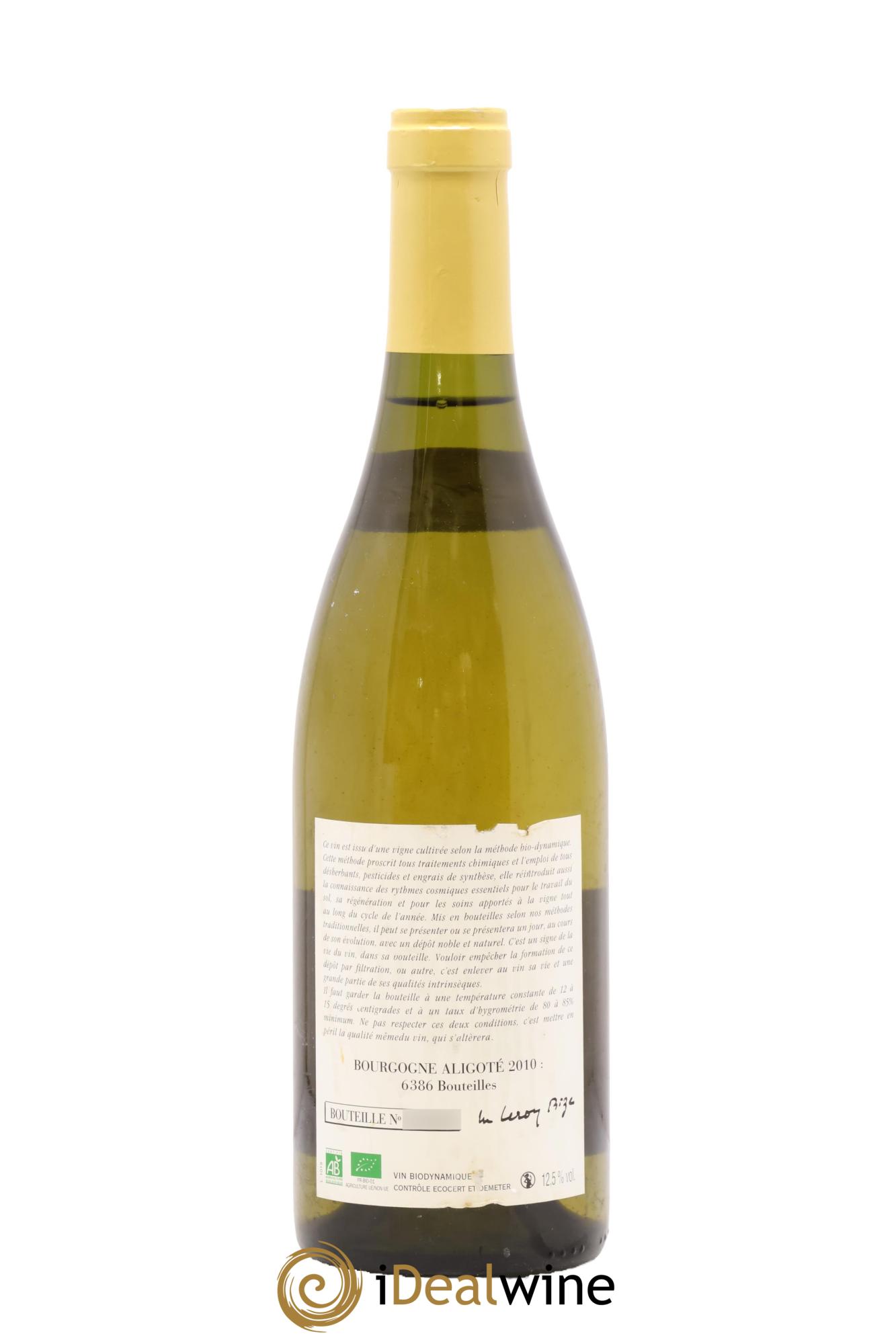 Bourgogne Aligoté Leroy (Domaine) 2010 - Lot of 1 bottle - 1