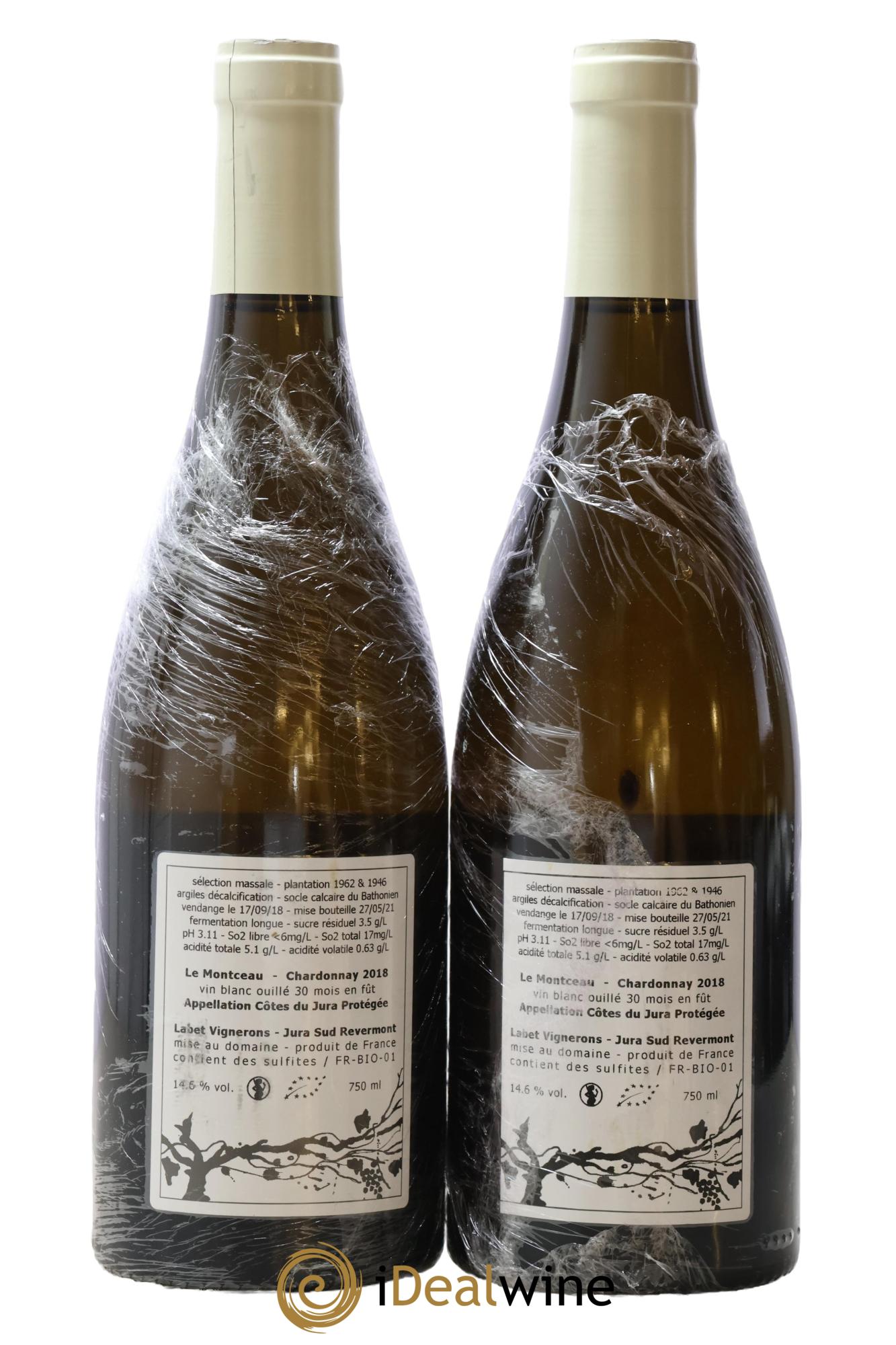 Côtes du Jura Chardonnay Le Montceau Romain - Julien  - Charline Labet 2018 - Lot de 2 bouteilles - 1