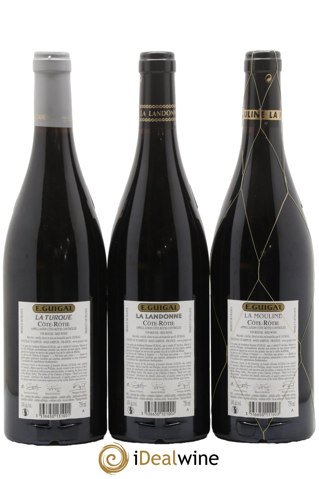 Côte-Rôtie Guigal Trilogie La Turque - La Landonne - La Mouline 2017 - Lot of 3 bottles - 1