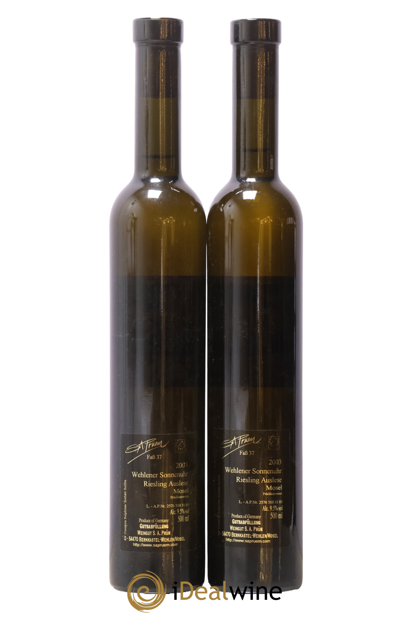 Allemagne Rieslingg Mosel Wehlener Sonnenuhr Prüm 2003 - Lot de 2 format 50cls - 1
