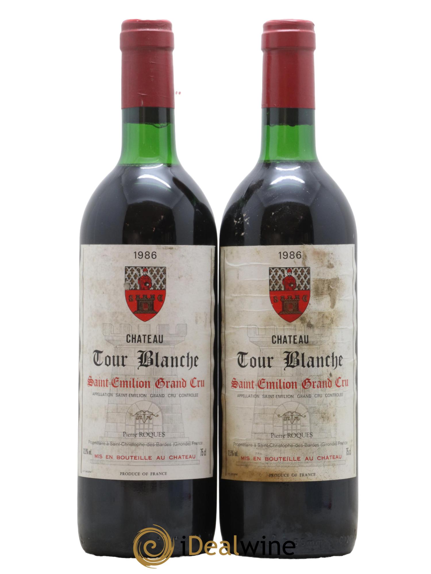 Saint-Émilion Grand Cru Château Tour Blanche 1986 - Lot de 2 bouteilles - 0
