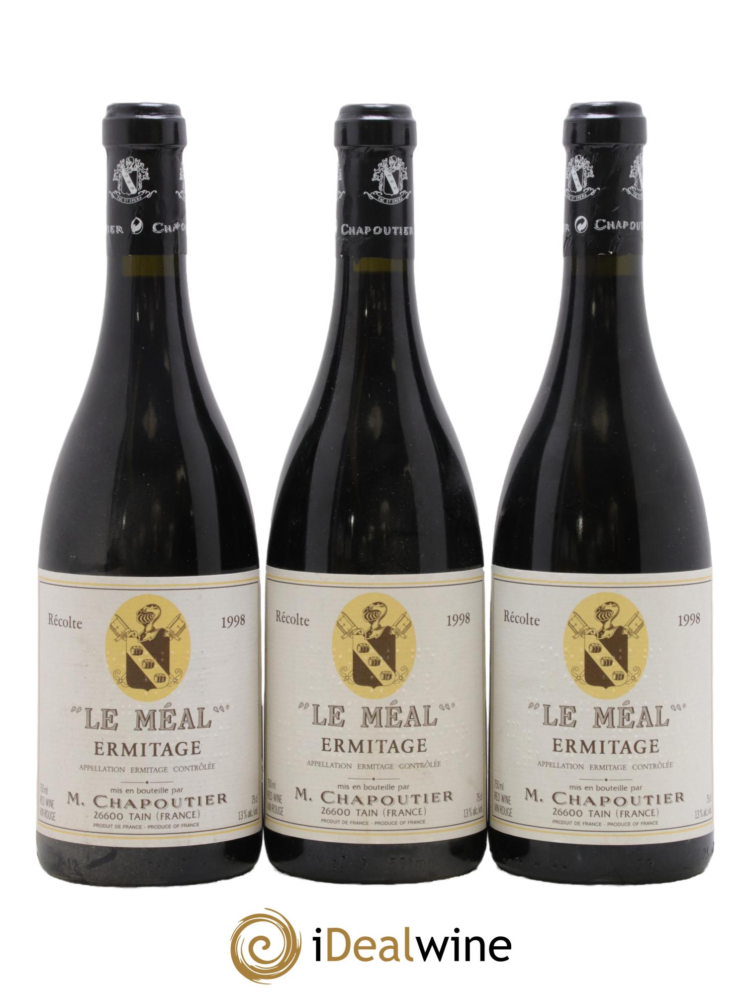 Hermitage Ermitage Le Méal Chapoutier 1998 - Lotto di 3 bottiglie - 0