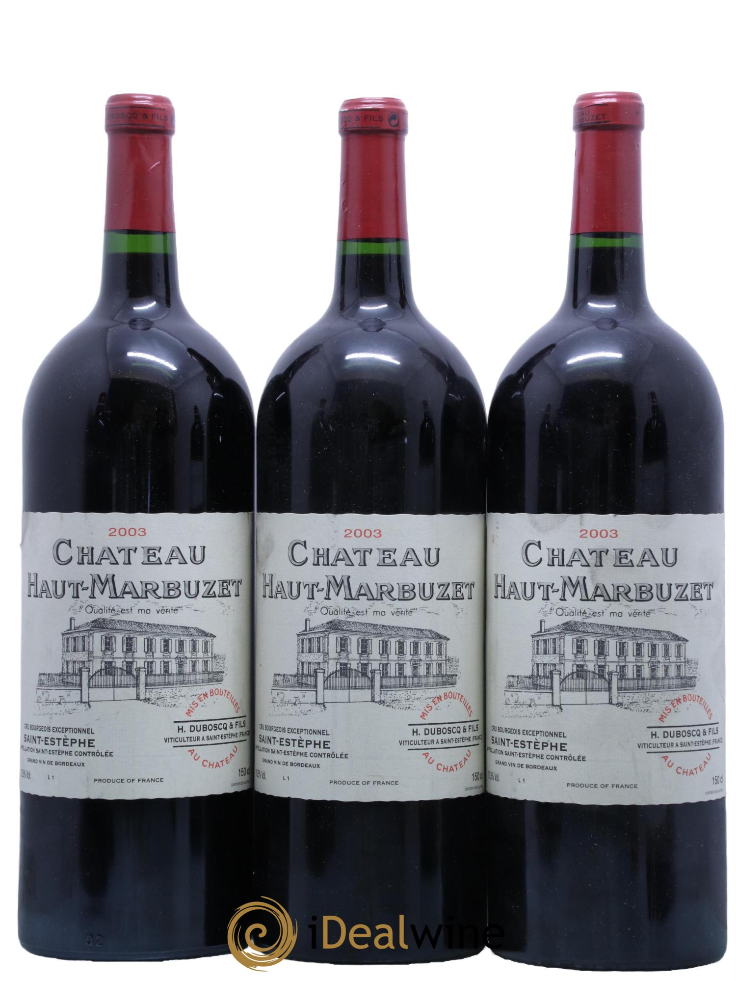 Château Haut Marbuzet 2003 - Lot de 3 magnums - 0