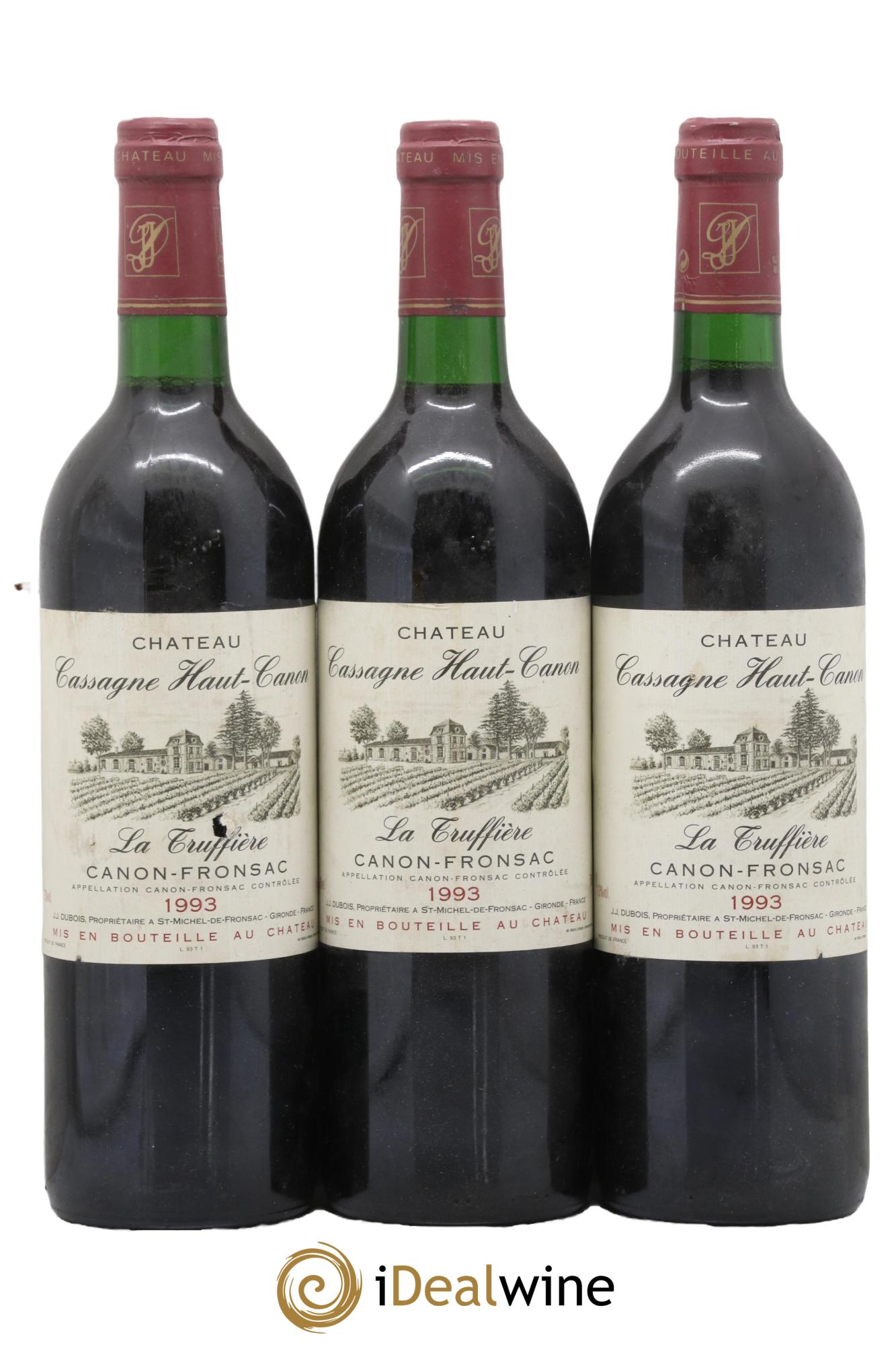 Canon-Fronsac La Truffière Château Cassagne Haut-Canon 1993 - Lot of 3 bottles - 0