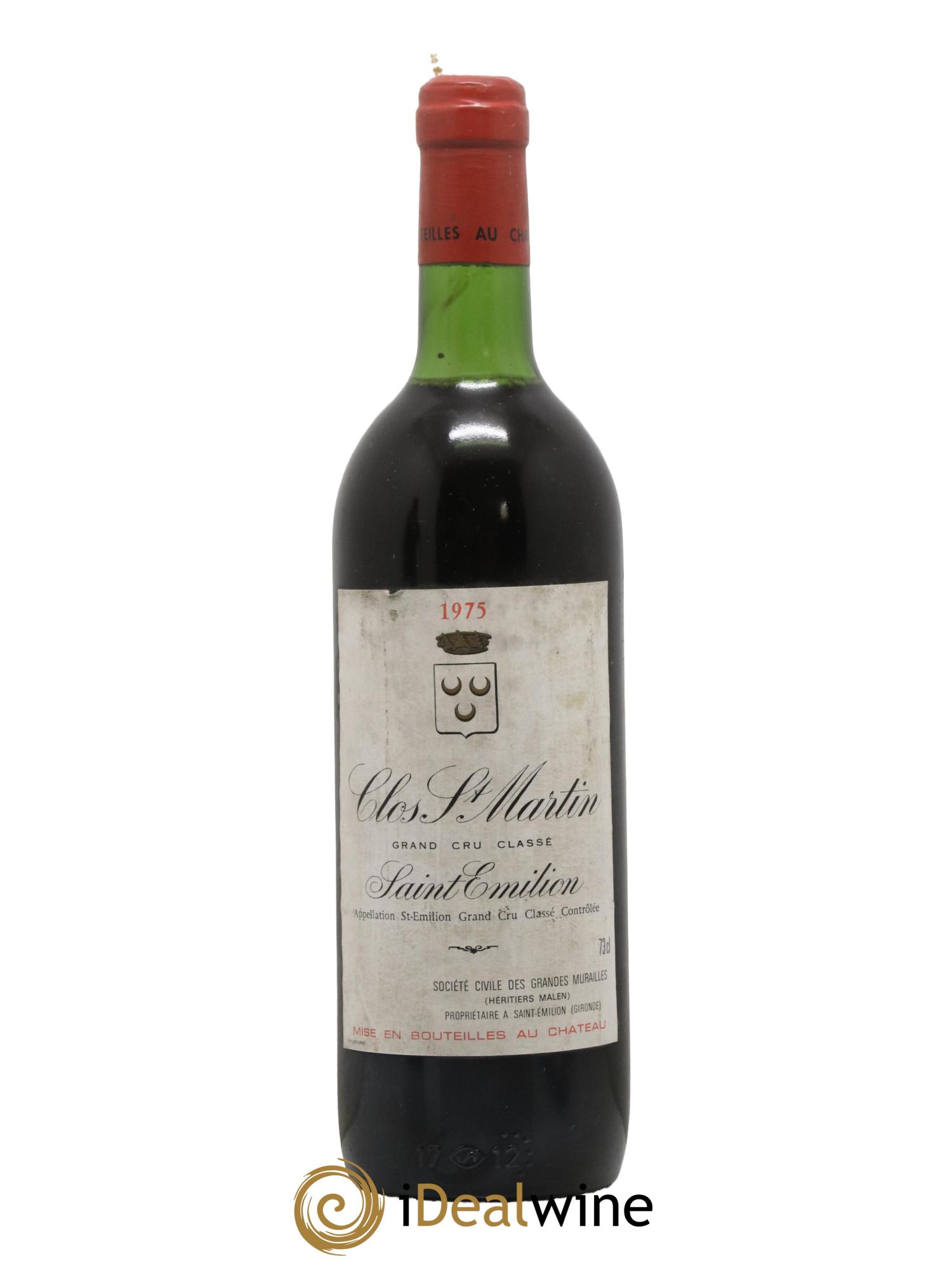 Clos Saint Martin Grand Cru Classé 1975 - Lot de 1 bouteille - 0