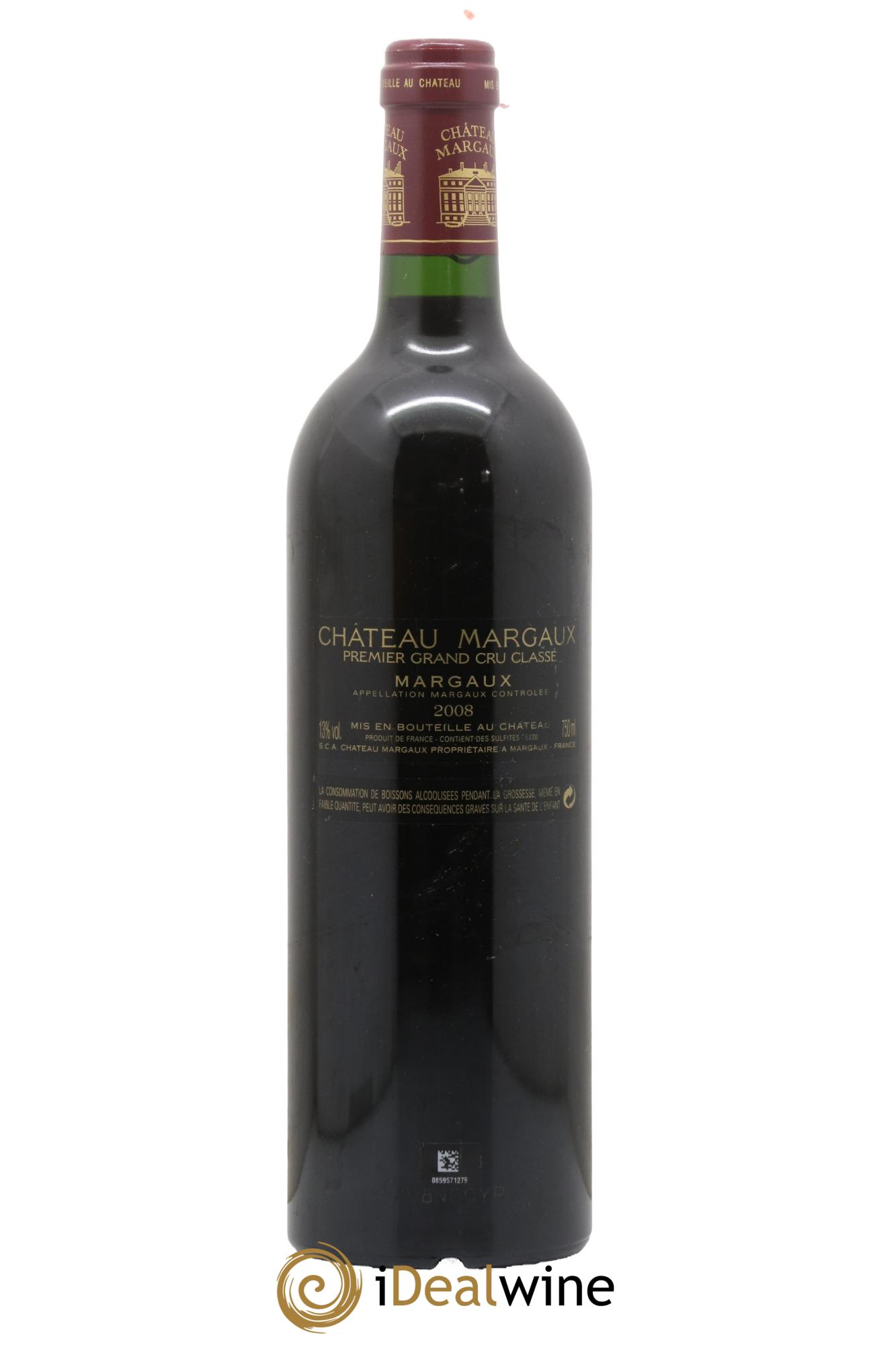 Château Margaux 1er Grand Cru Classé 2008 - Lot de 1 bouteille - 1