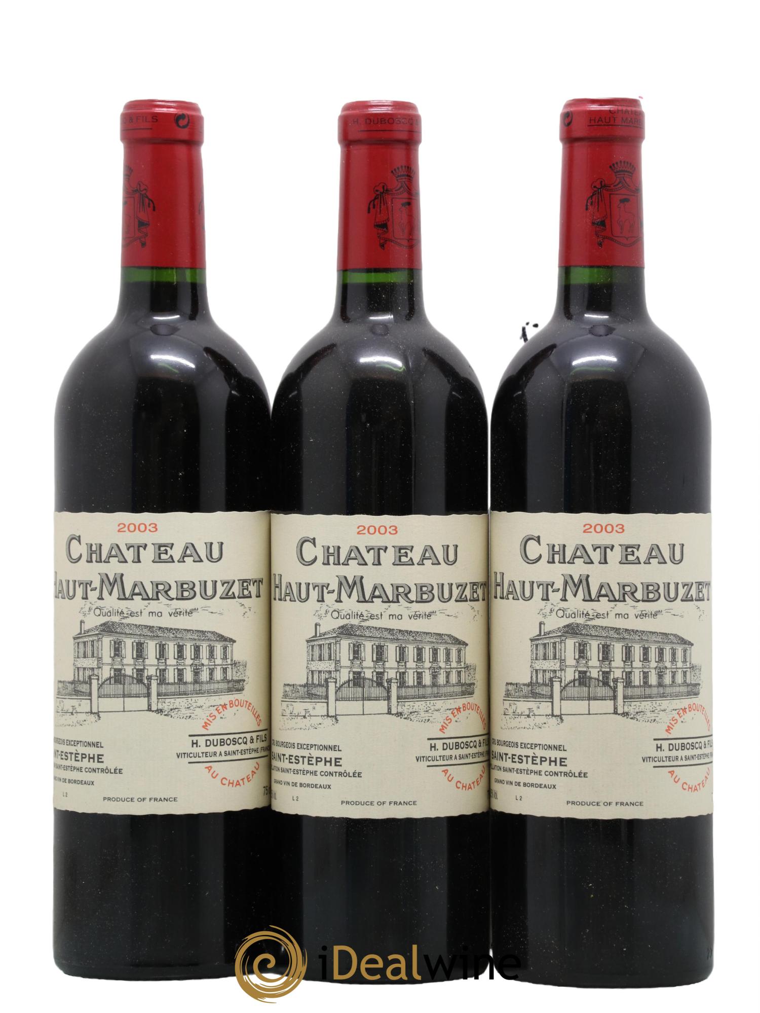 Château Haut Marbuzet 2003 - Lot de 3 bouteilles - 0