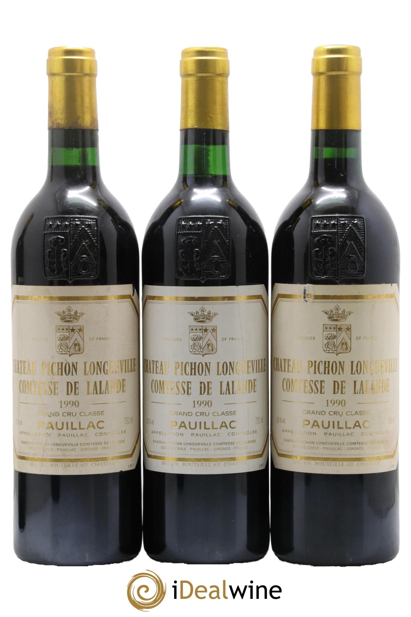 Château Pichon Longueville Comtesse de Lalande 2ème Grand Cru Classé 1990 - Lot of 3 bottles - 0