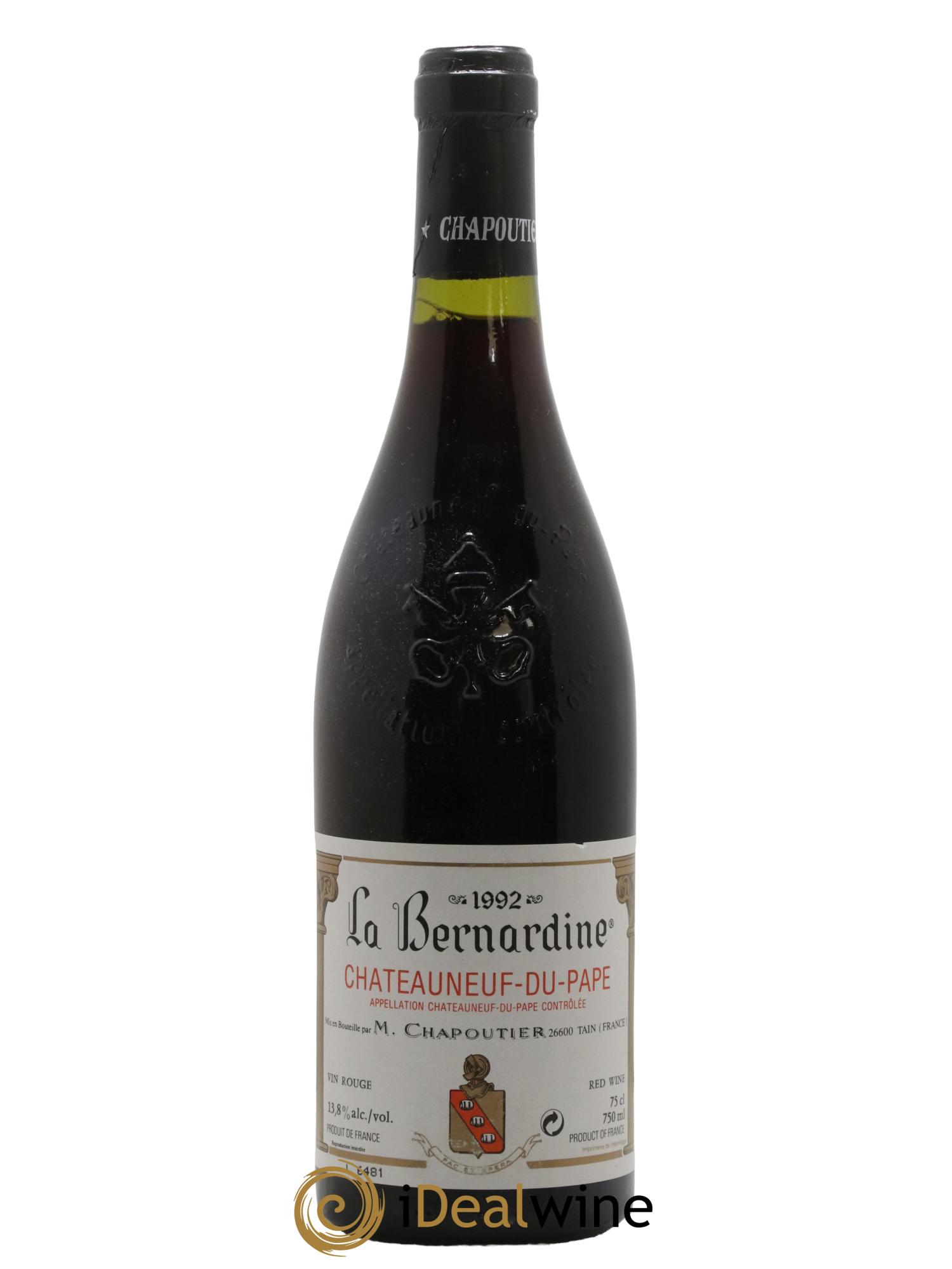Châteauneuf-du-Pape La Bernardine Chapoutier 1992 - Lot de 1 bouteille - 0