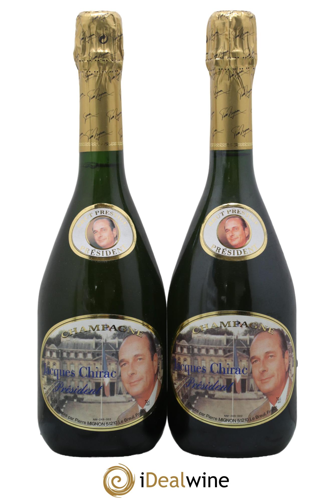 Champagne Brut Prestige Président Jacques Chirac Maison Pierre Mignon - Lotto di 2 bottiglie - 0