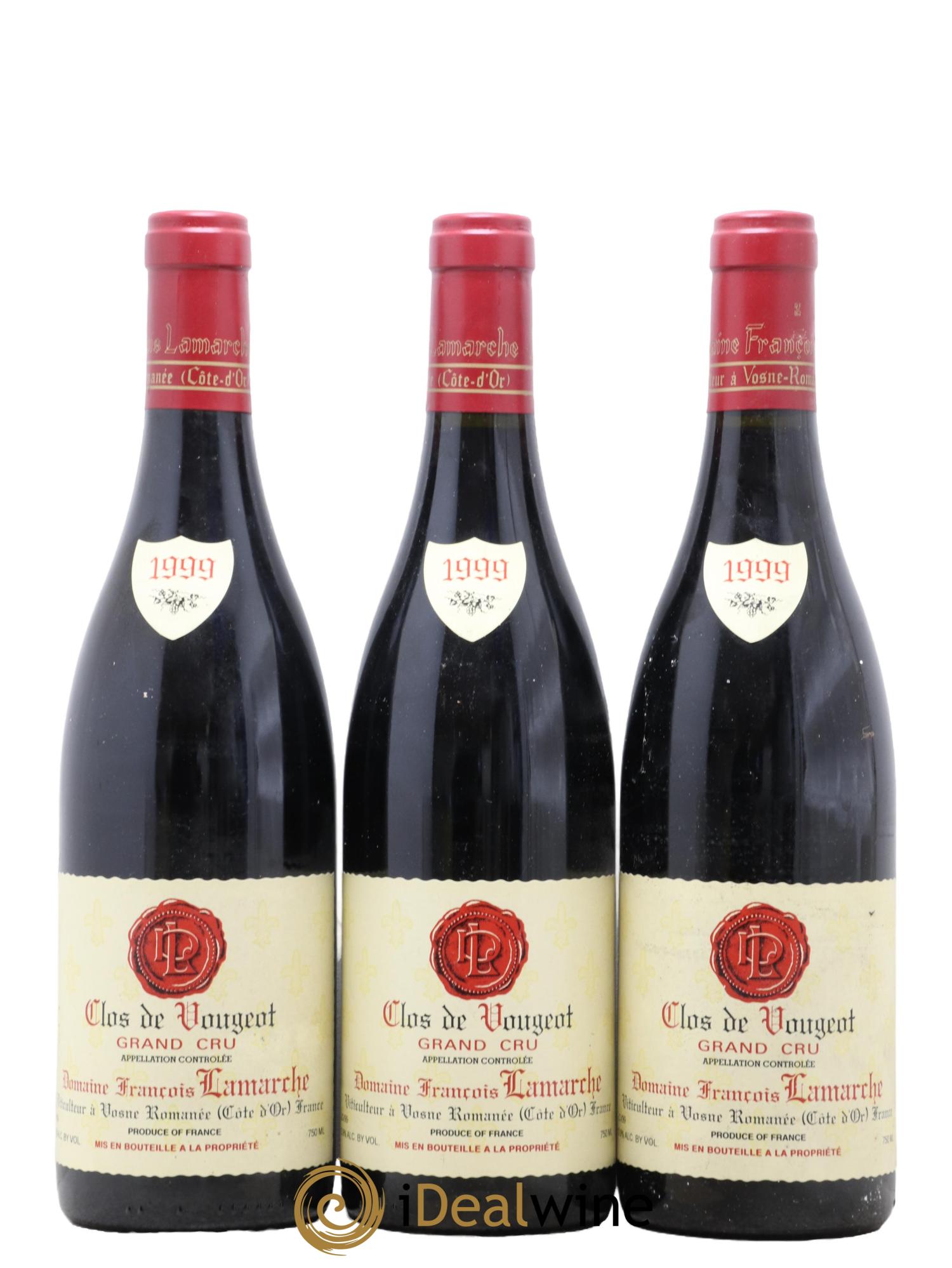 Clos de Vougeot Grand Cru Lamarche (Domaine) 1999 - Lot de 3 bouteilles - 0