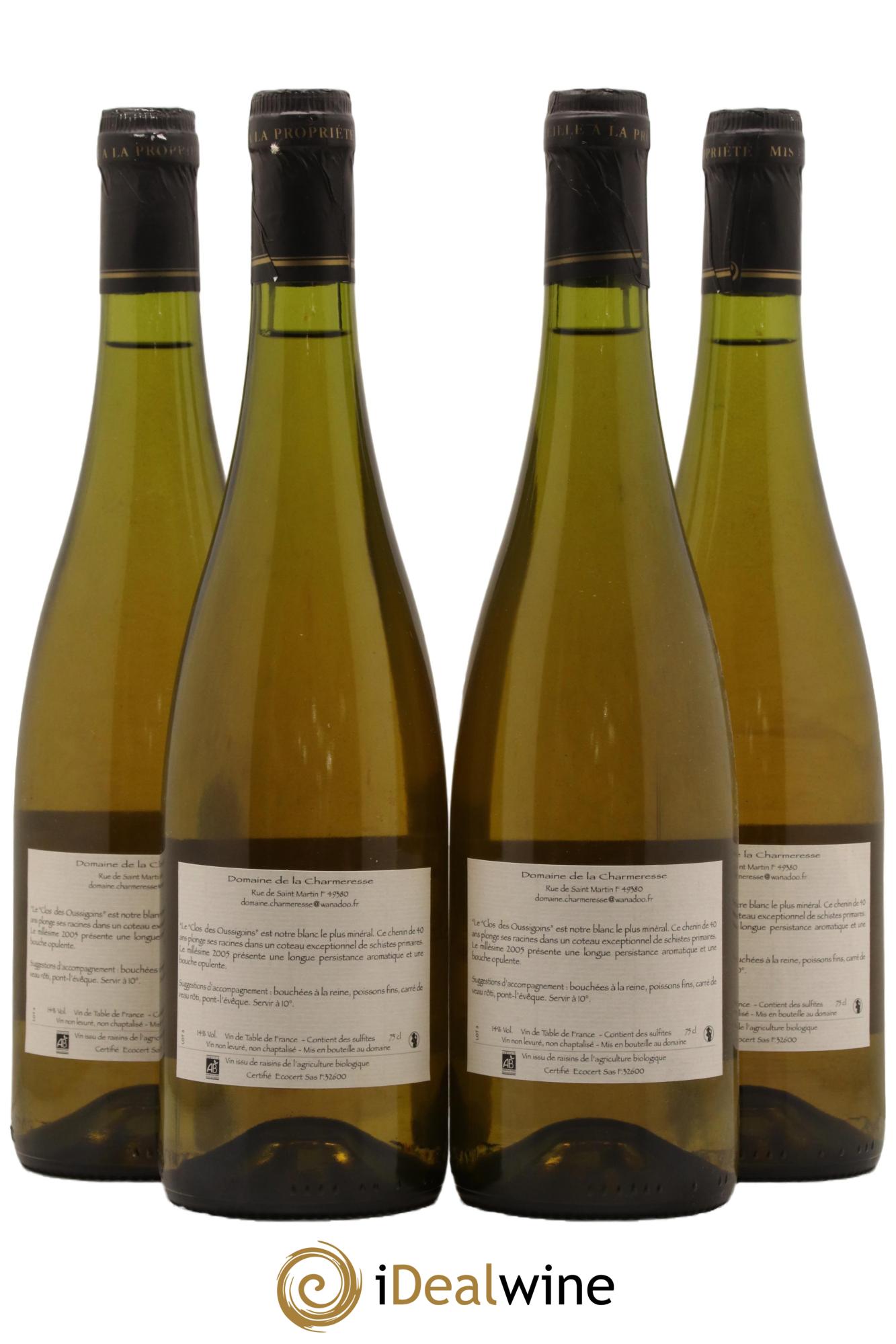 Vin de France Clos des Oussigoins Domaine de la Charmeresse 2005 - Lot of 4 bottles - 1