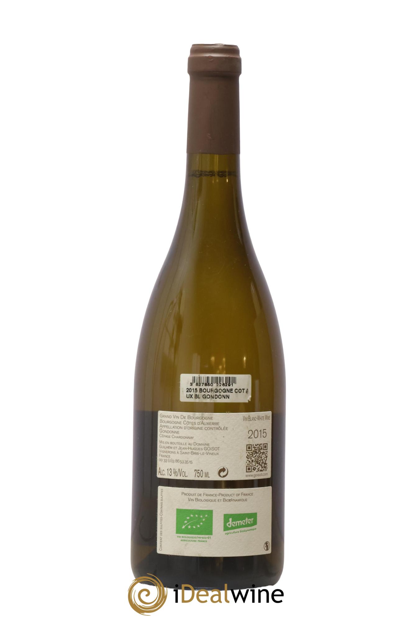 Bourgogne Côtes d'Auxerre Gondonne Goisot 2015 - Posten von 1 Flasche - 1