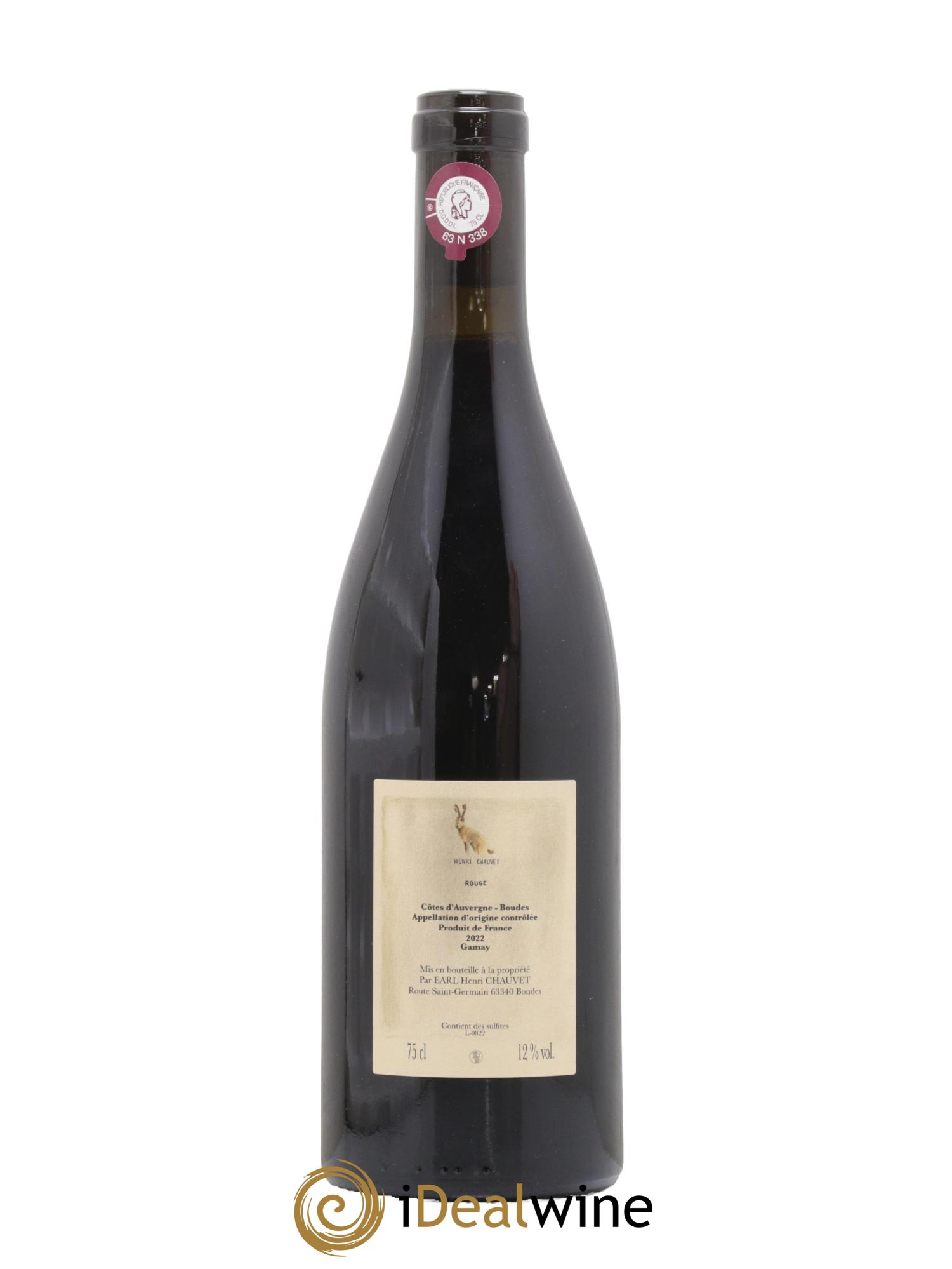 Côtes d'Auvergne Rouge Henri Chauvet 2022 - Lot de 1 bouteille - 1