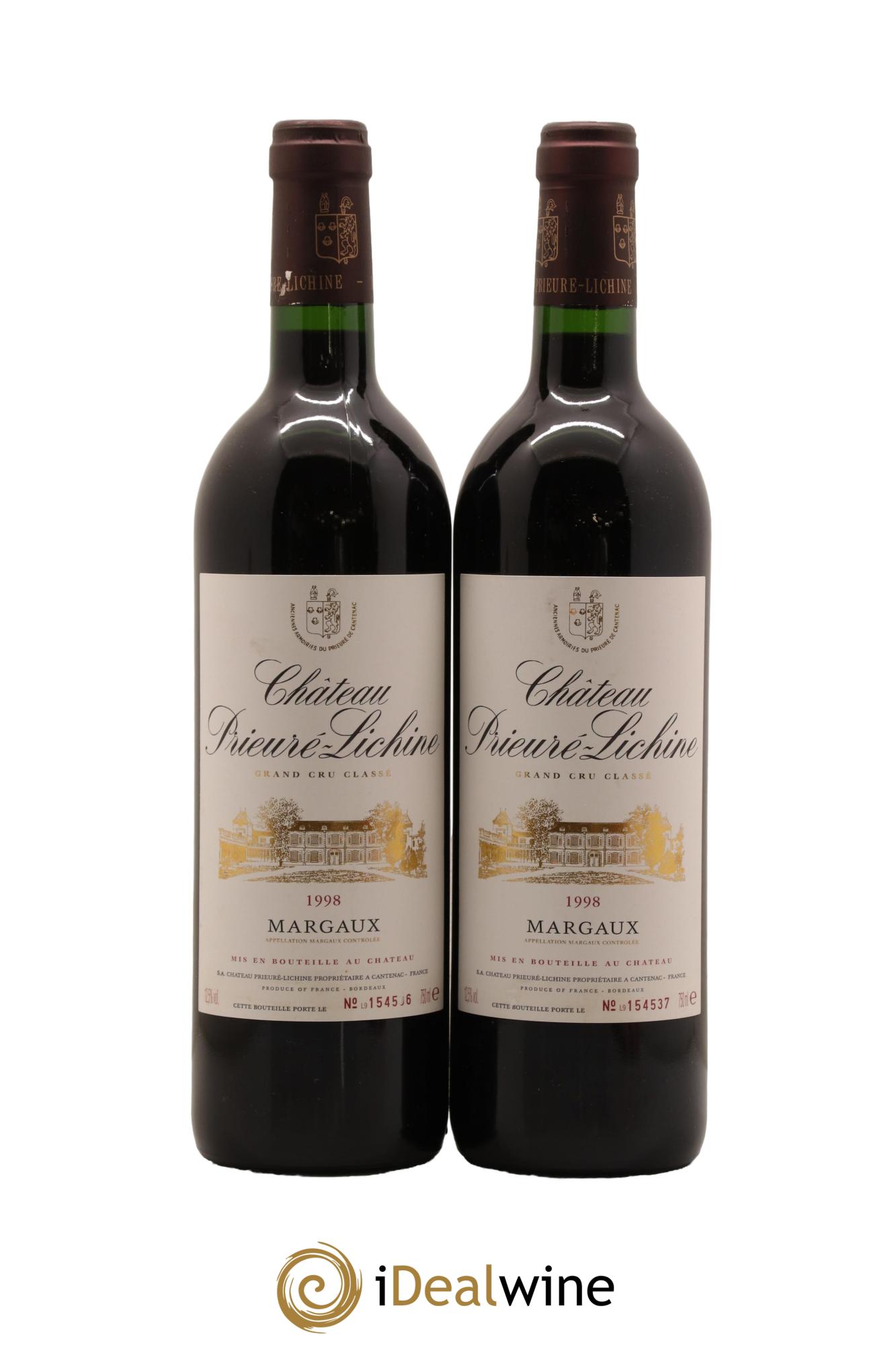 Château Prieuré Lichine 4ème Grand Cru Classé 1998 - Lot de 2 bouteilles - 0
