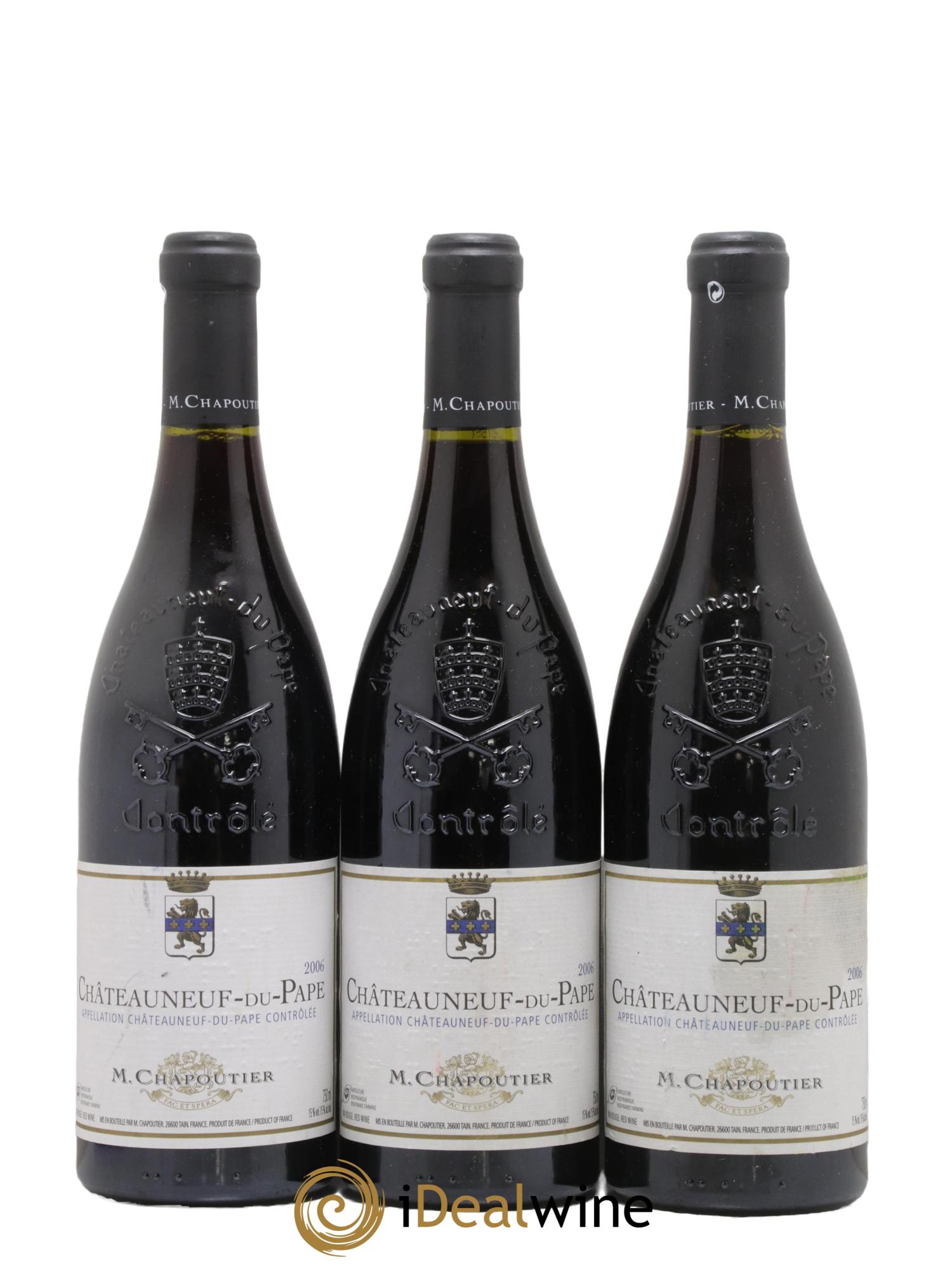 Châteauneuf-du-Pape Chapoutier 2006 - Lot de 3 bouteilles - 0