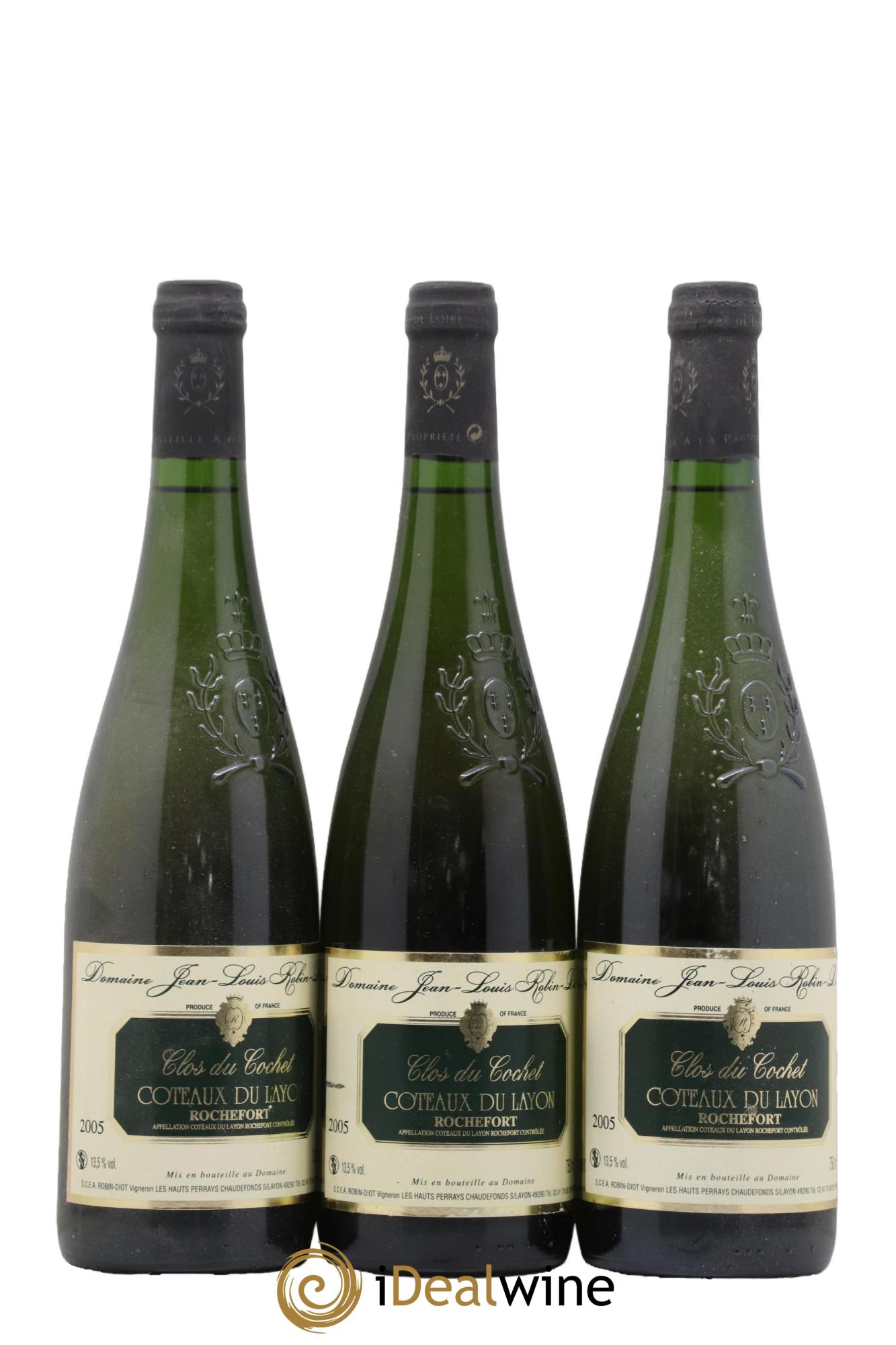 Coteaux du Layon Clos du Cochet Rochefort Domaine Jean-Louis Robin-Diot 2005 - Lotto di 3 bottiglie - 0