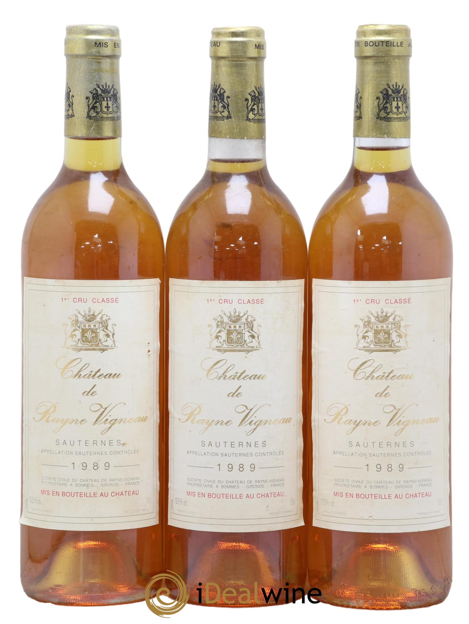 Château de Rayne Vigneau 1er Grand Cru Classé 1989 - Lot de 3 bouteilles - 0