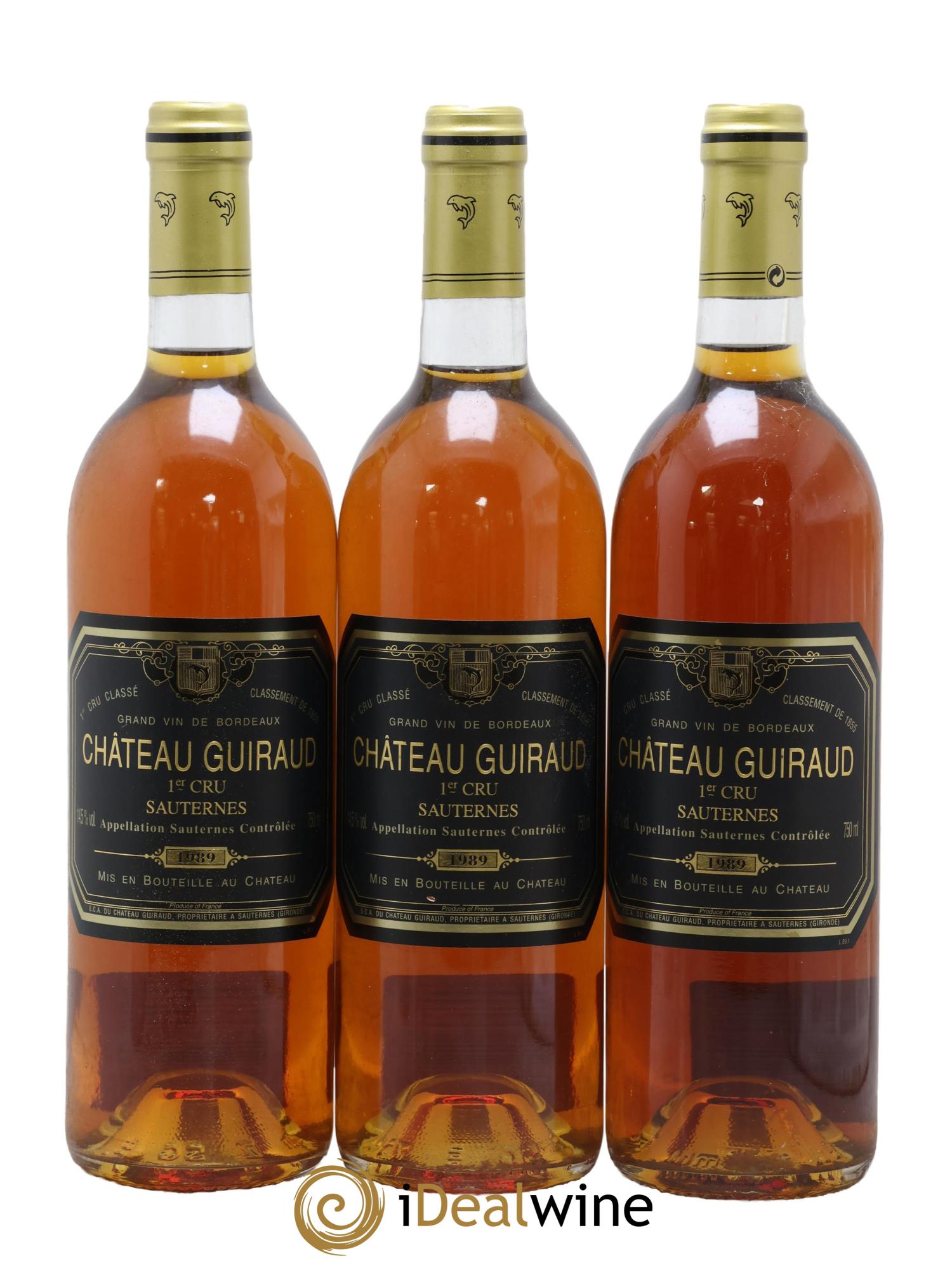 Château Guiraud 1er Grand Cru Classé 1989 - Lotto di 3 bottiglie - 0