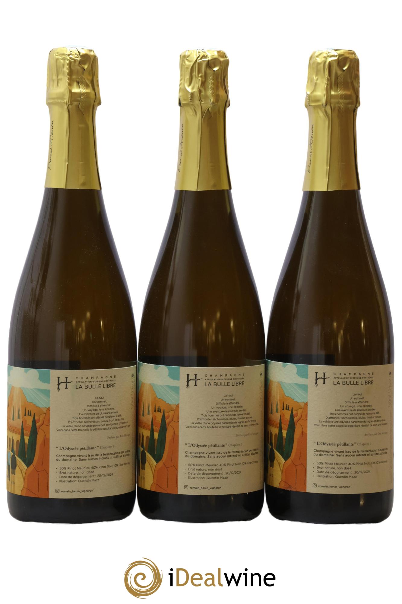 L'Odyssée Pétillante Chapitre 1 (Pascal Henin) Romain Henin - Lot of 3 bottles - 0
