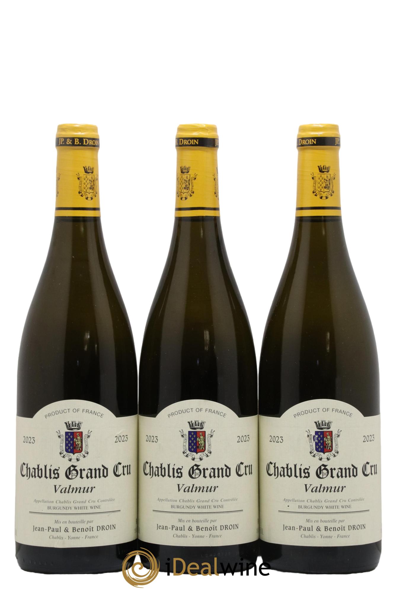 Chablis Grand Cru Valmur Jean-Paul & Benoît Droin (Domaine) 2023 - Lotto di 3 bottiglie - 0