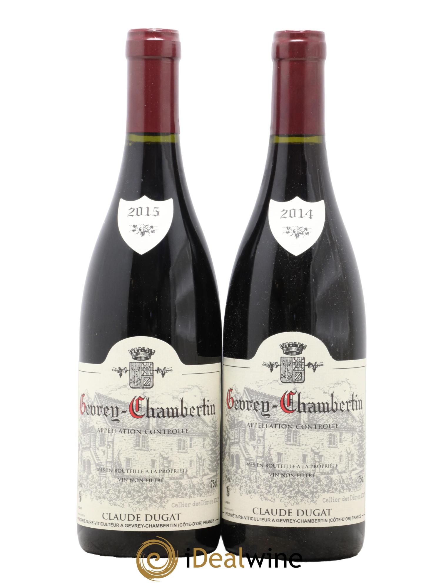 Gevrey-Chambertin Claude Dugat 1 en 2014 et 1 en 2015 - Lot de 2 bouteilles - 0