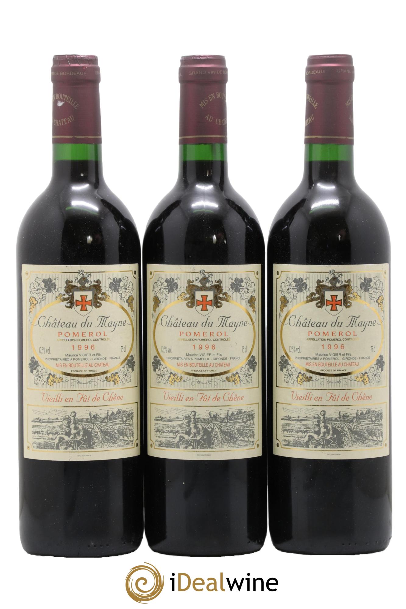 Pomerol Château Du Mayne 1996 - Lot de 3 bouteilles - 0