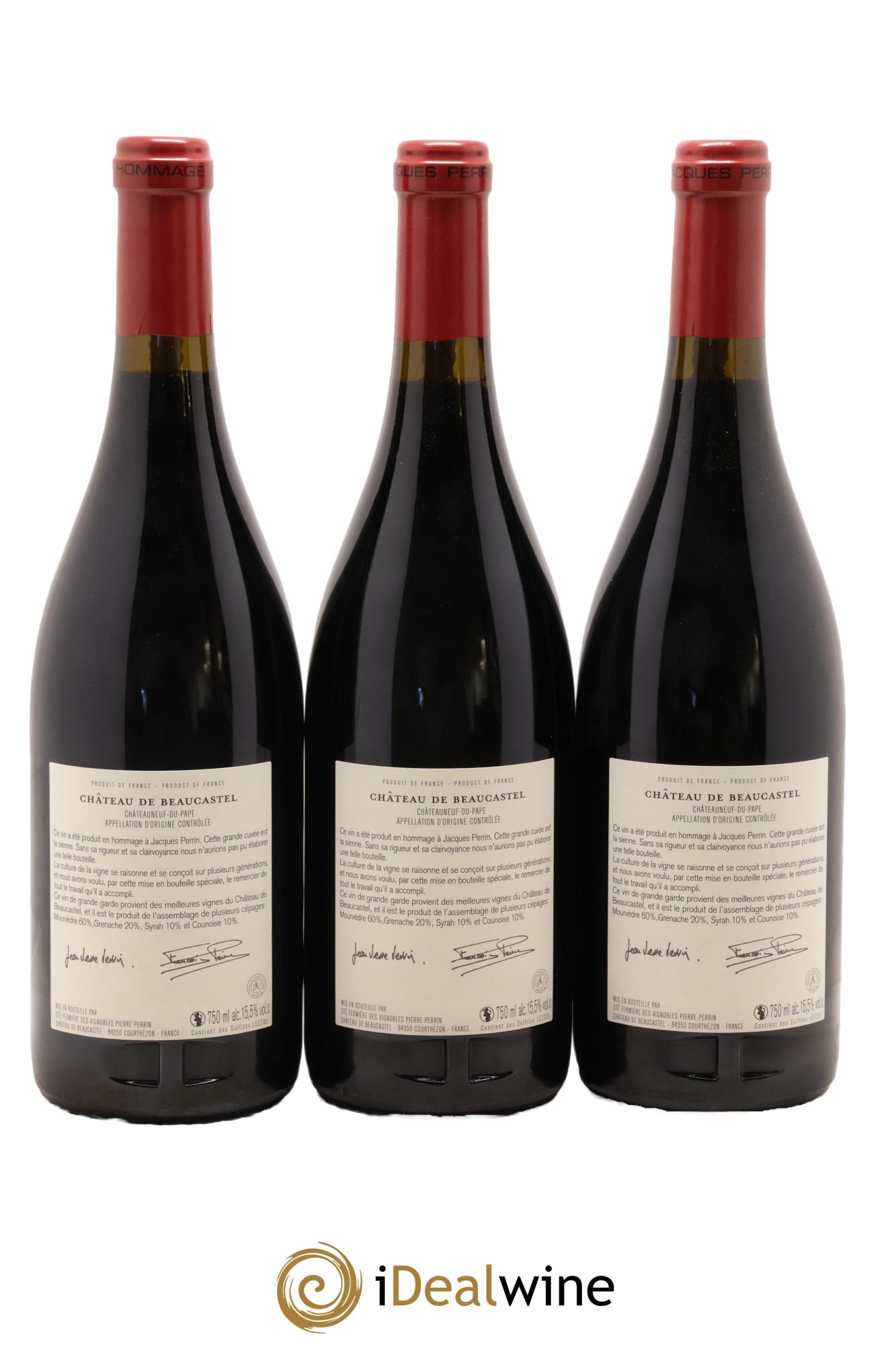 Châteauneuf-du-Pape Château de Beaucastel Hommage à Jacques Perrin Famille Perrin 2012 - Posten von 3 Flaschen - 1