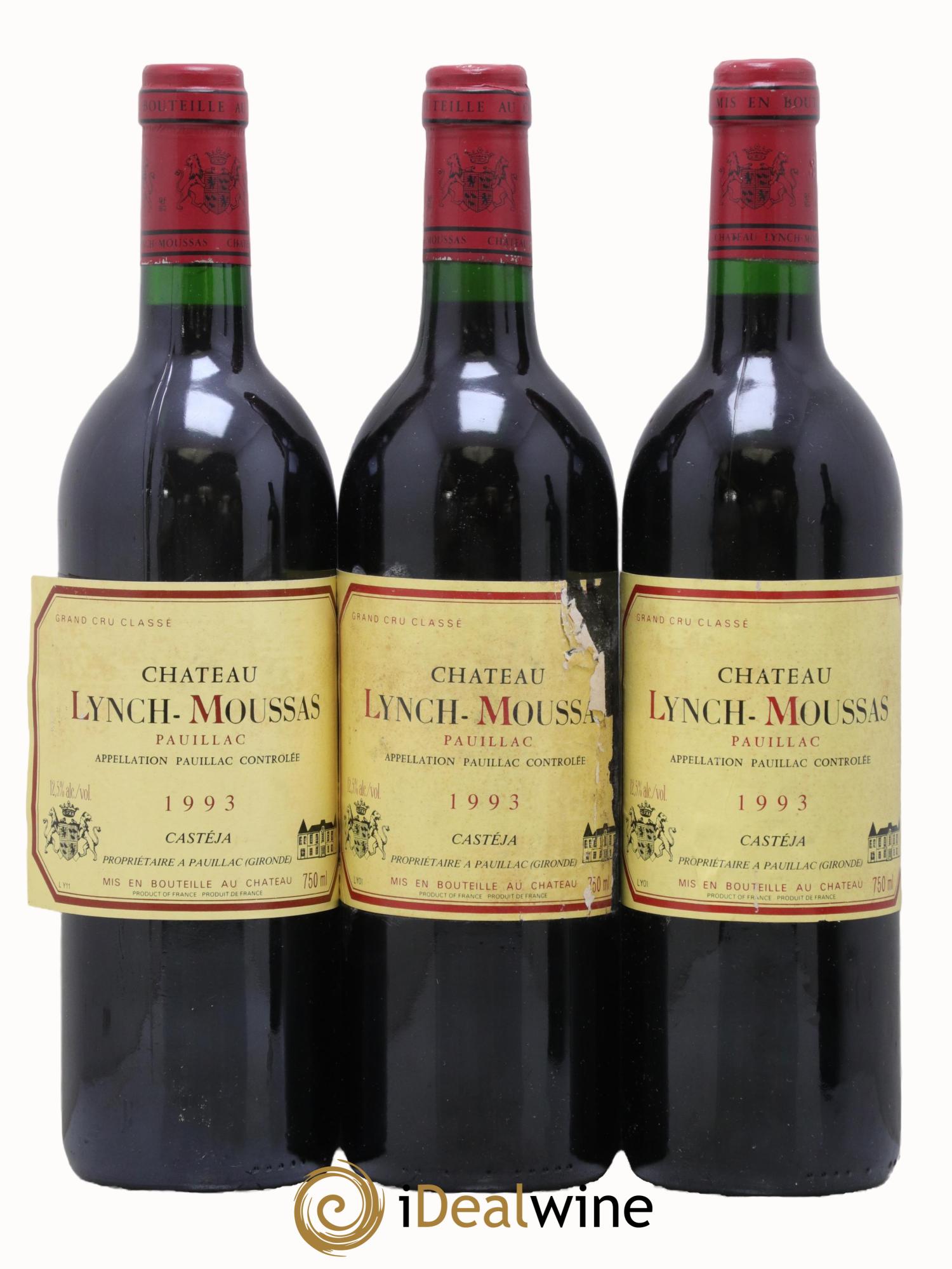 Château Lynch Moussas 5ème Grand Cru Classé 1993 - Lotto di 3 bottiglie - 0