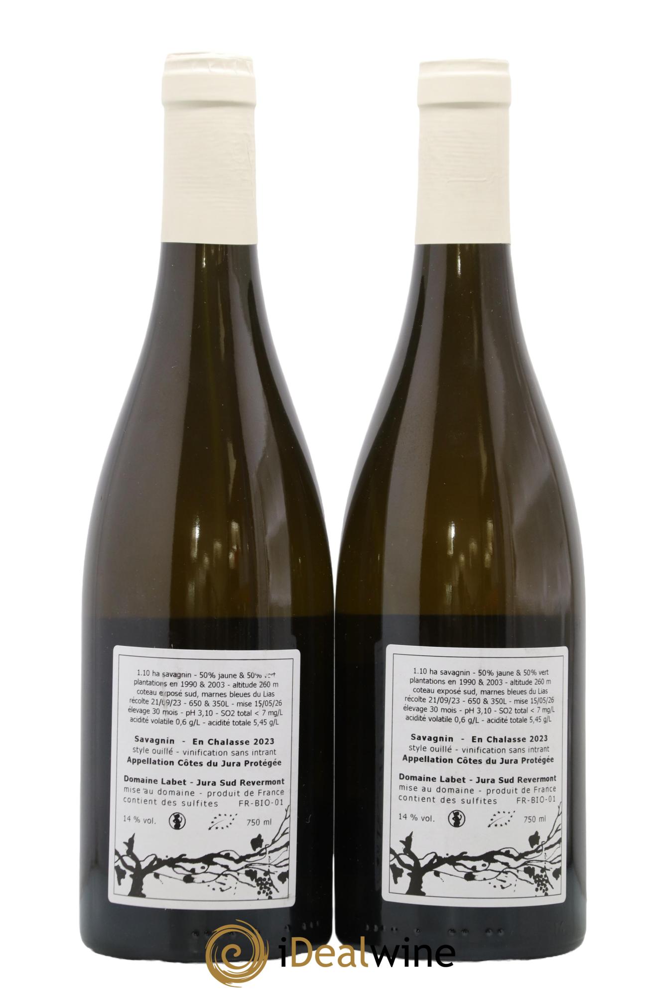 Côtes du Jura Fleur de Savagnin En Chalasse Romain - Julien - Charline Labet 2023 - Posten von 2 Flaschen - 1