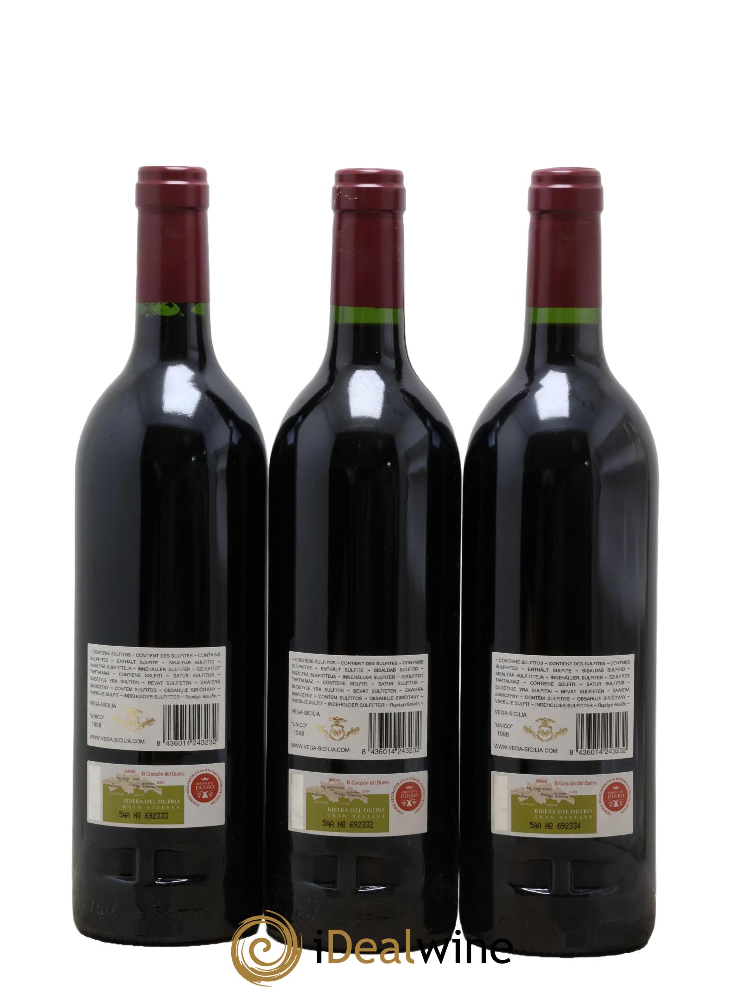 Ribera Del Duero DO Vega Sicilia Unico Famille Alvarez 1998 - Posten von 6 Flaschen - 4
