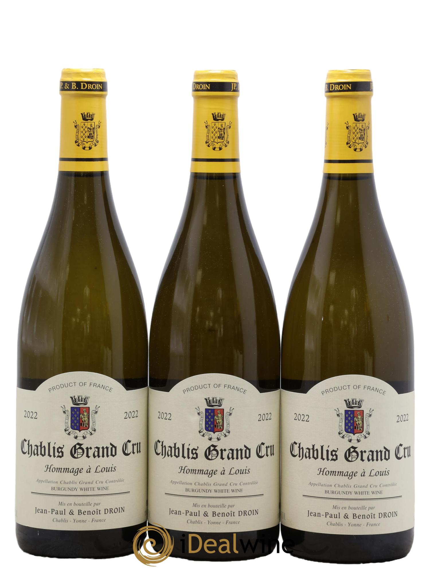 Chablis Grand Cru Hommage à Louis Jean-Paul & Benoît Droin (Domaine) 2022 - Lot de 3 bouteilles - 0