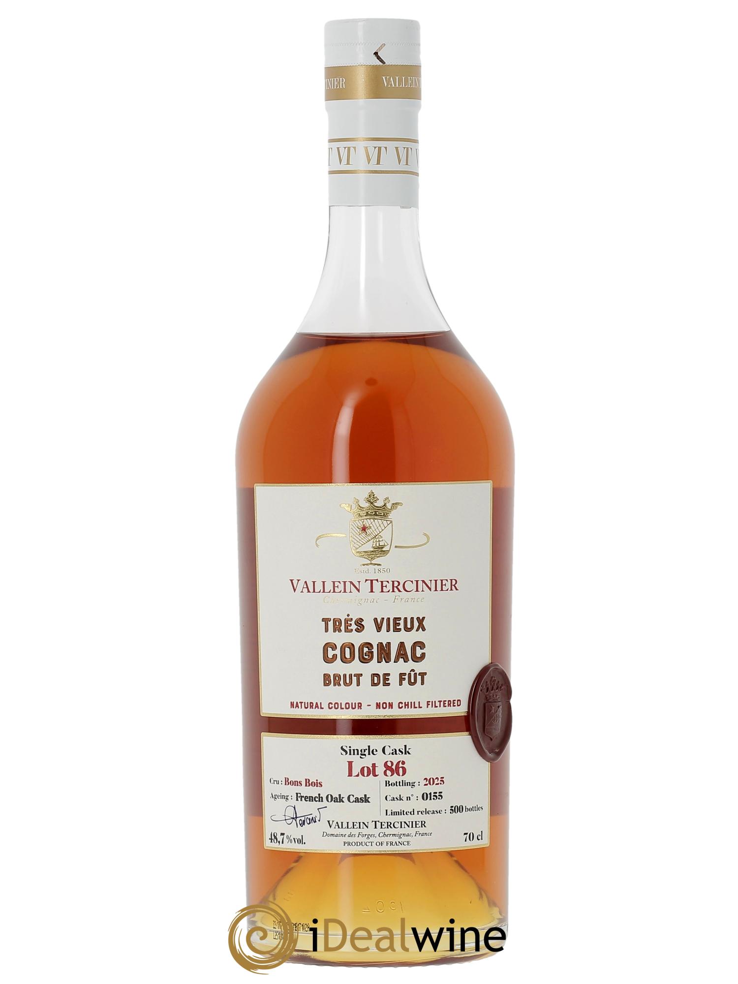 Cognac Vallein Tercinier Lot 86 Bons Bois 48,7°  - Lotto di 1 bottiglia - 1