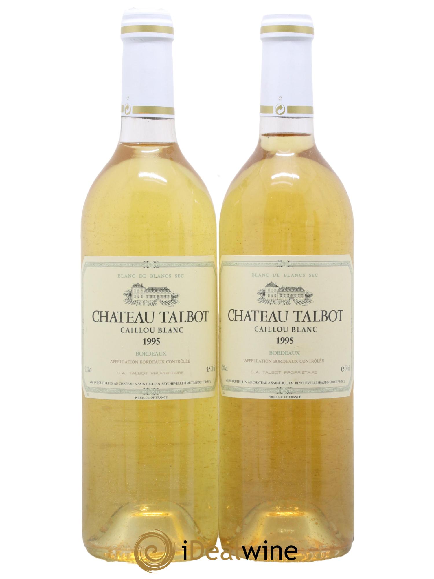 Château Talbot Caillou Blanc 1995 - Lot de 2 bouteilles - 0