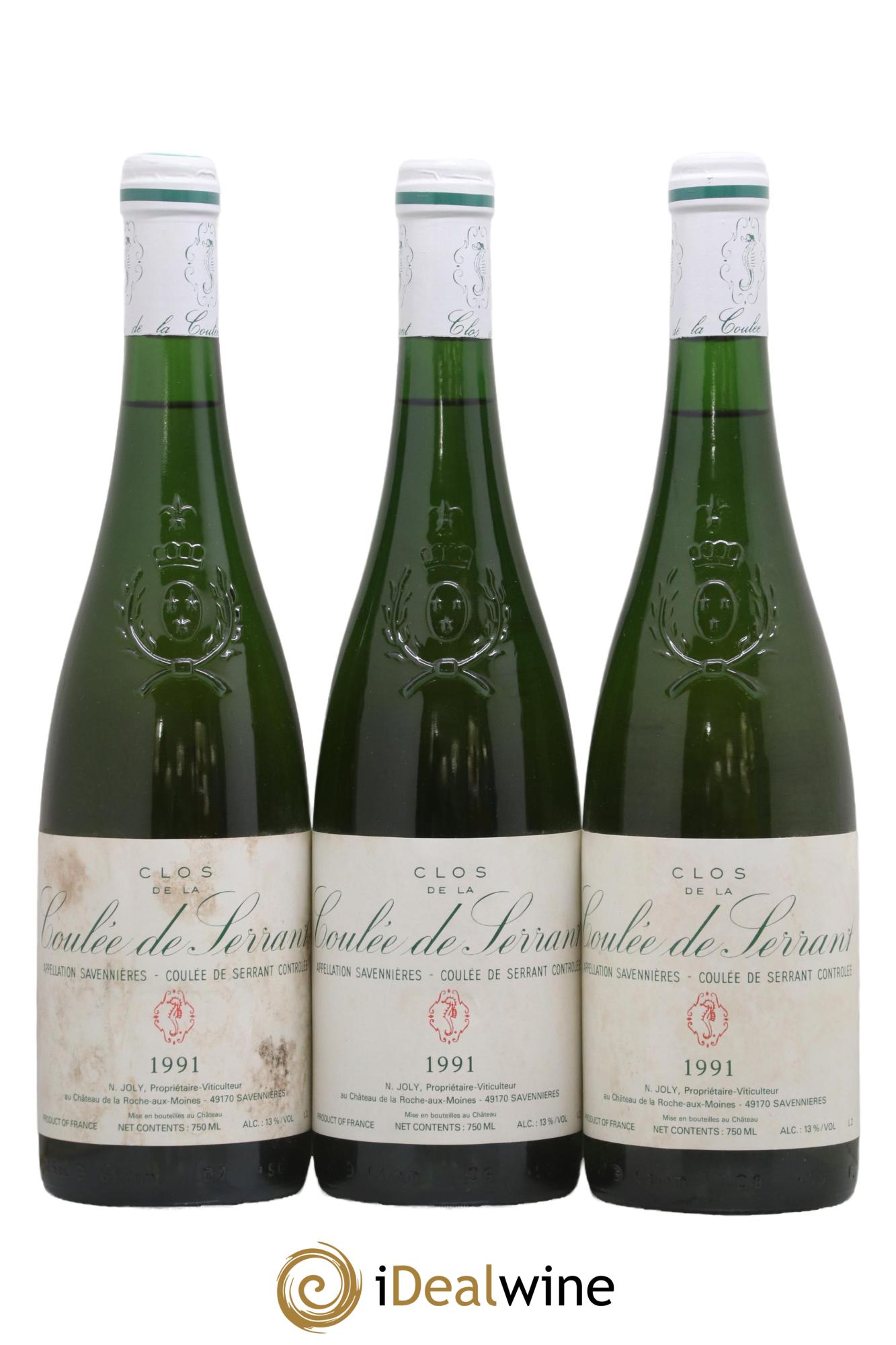 Savennières Clos de la Coulée de Serrant Vignobles de la Coulée de Serrant - Nicolas Joly 1991 - Posten von 3 Flaschen - 0