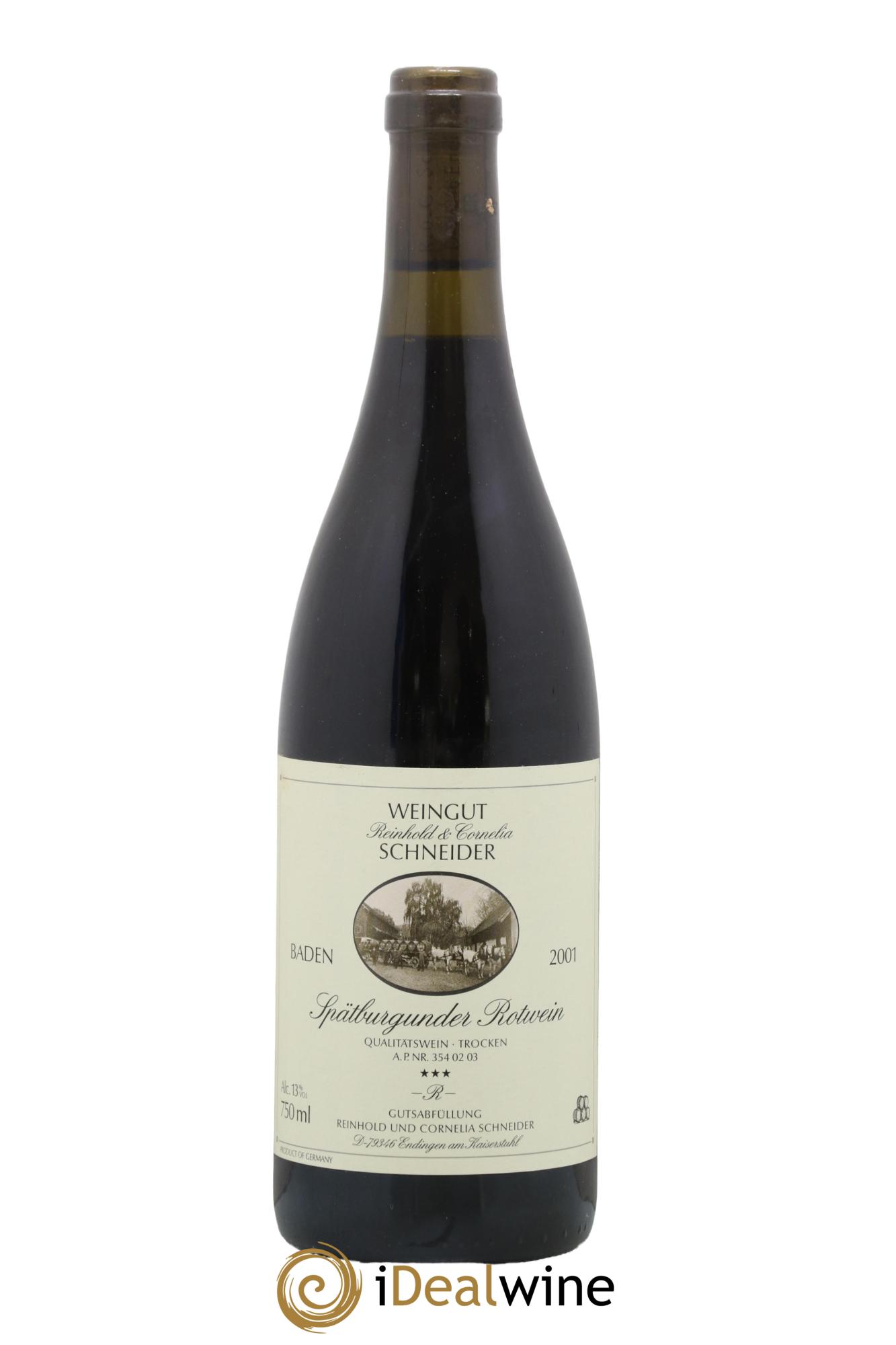 Allemagne Spätburgunder Rotwein Schneider 2001 - Lot de 1 bouteille - 0