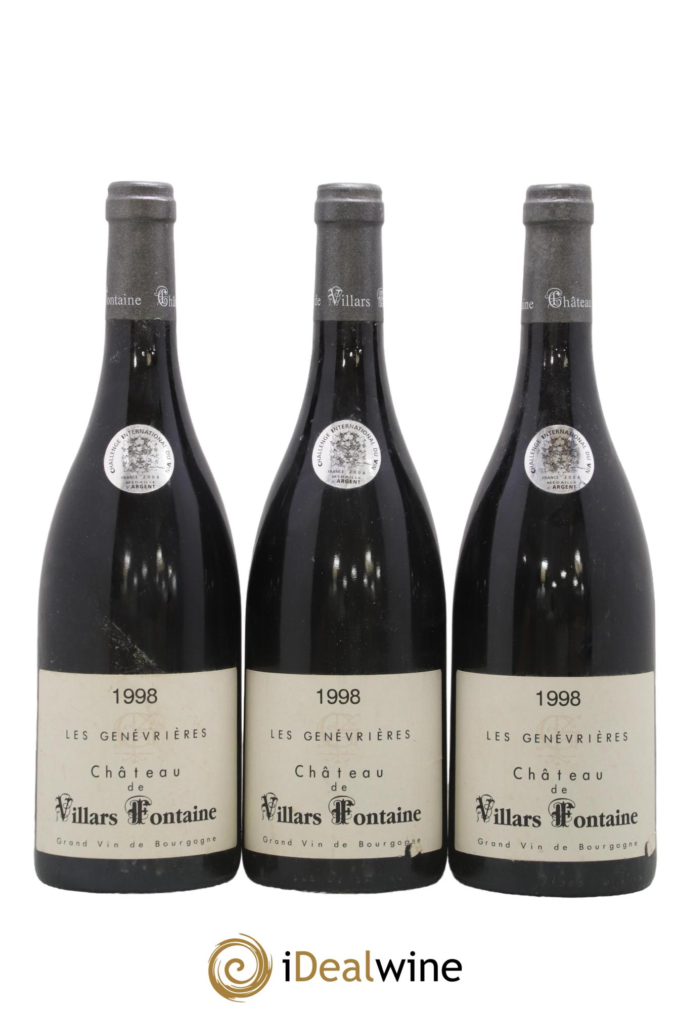 Hautes-Côtes de Nuits Les Genevrières Château Villars Fontaine 1998 - Lot de 3 bouteilles - 0