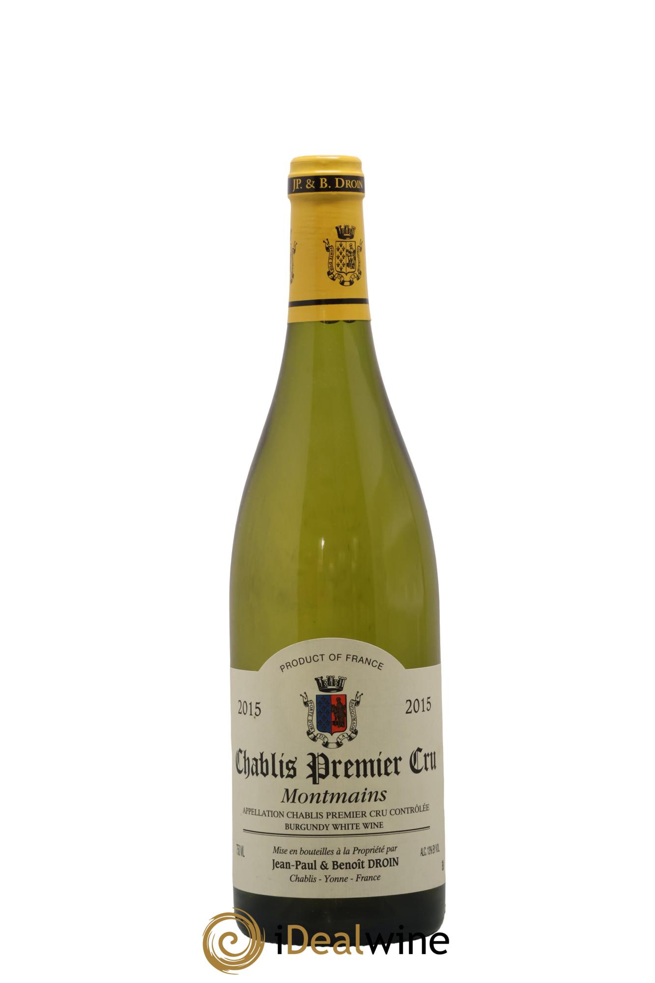 Chablis 1er Cru Montmains Jean-Paul & Benoît Droin (Domaine) 2015 - Lot de 1 bouteille - 0
