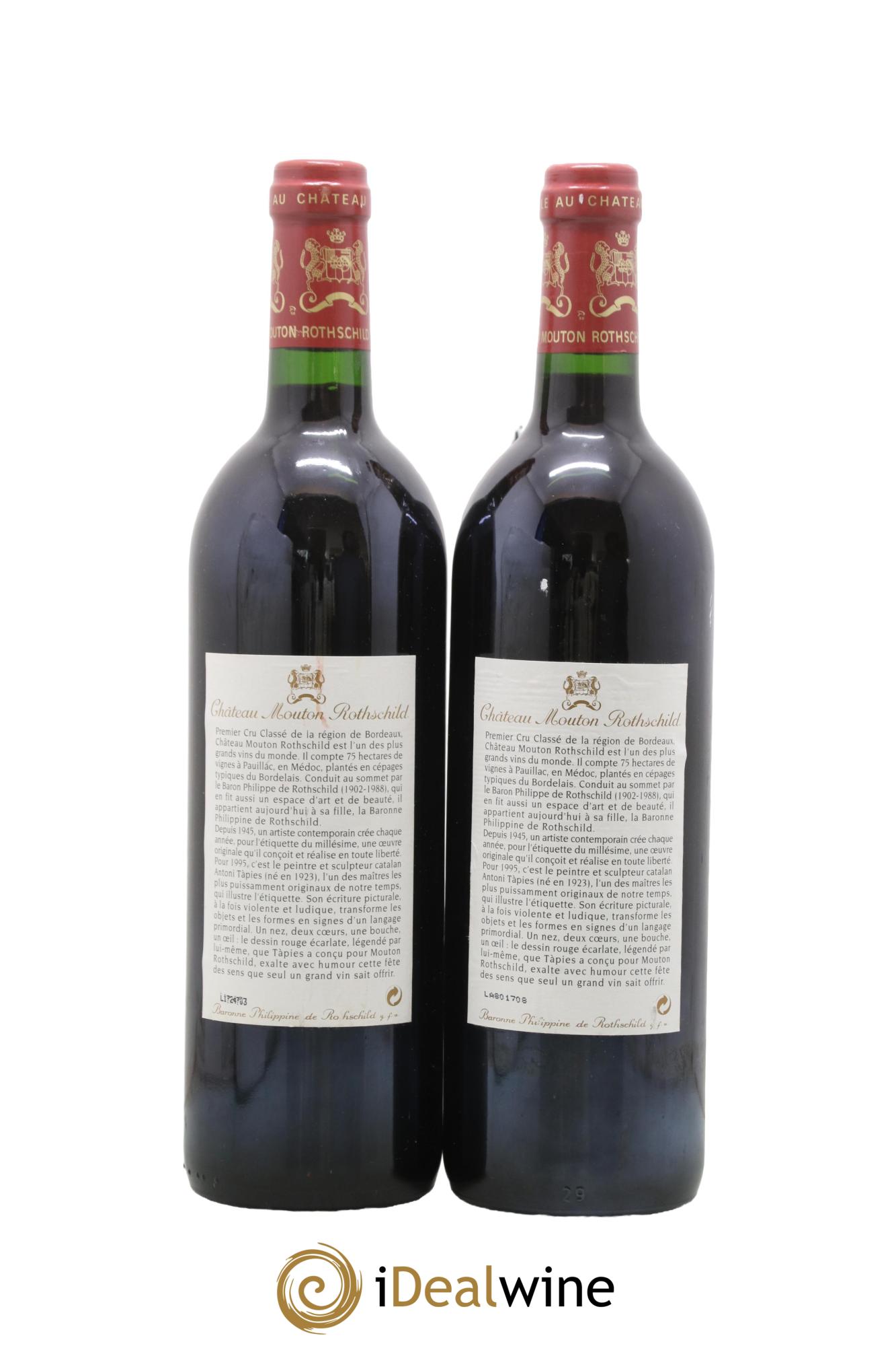 Château Mouton Rothschild 1er Grand Cru Classé 1995 - Lot de 2 bouteilles - 1