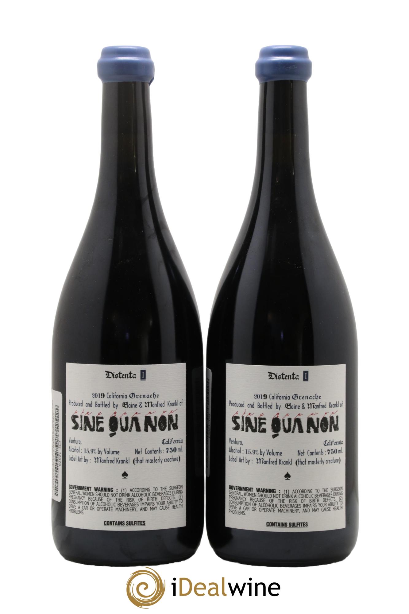 Californie Sine Qua Non Distenta Grenache 2019 - Lot de 2 bouteilles - 1