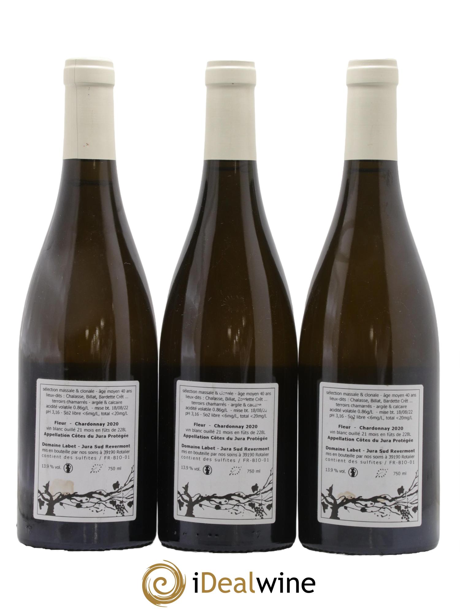 Côtes du Jura Chardonnay Fleur Romain - Julien - Charline Labet 2020 - Lot de 3 bouteilles - 1